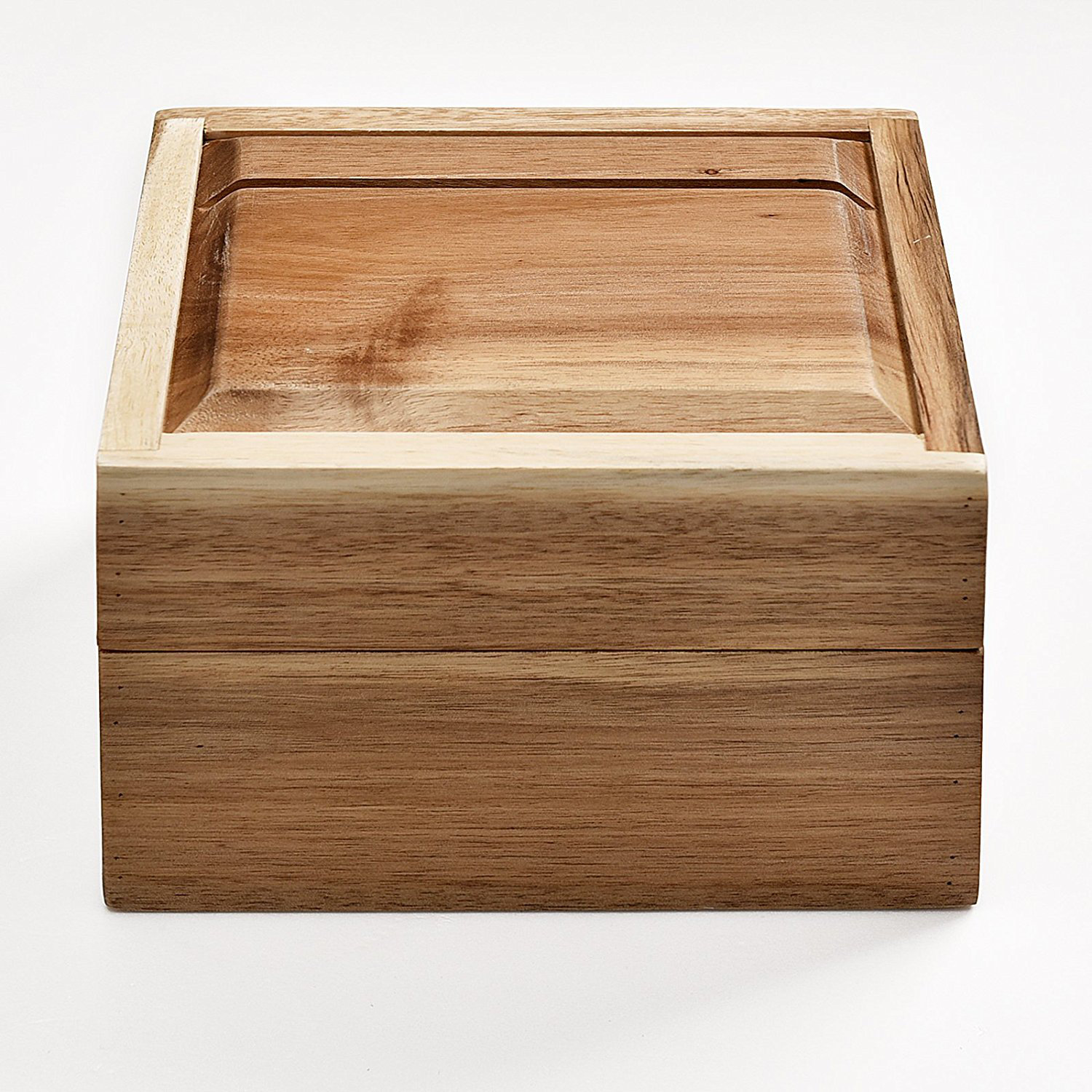 Welland Industries LLC Acacia Wood Recipe Box with Card Divider Wayfair