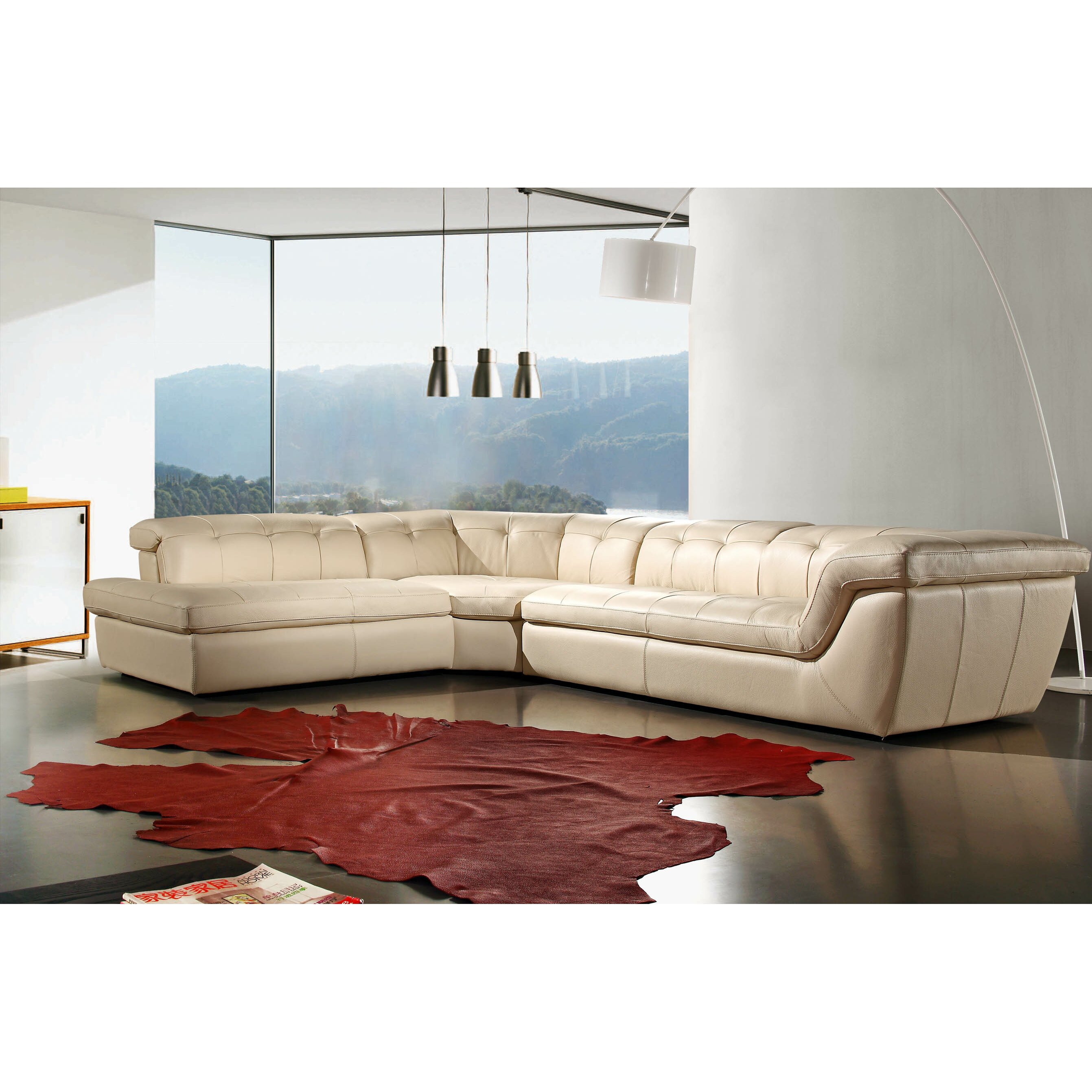 Orren Ellis Lola Leather Sectional & Reviews | Wayfair.ca