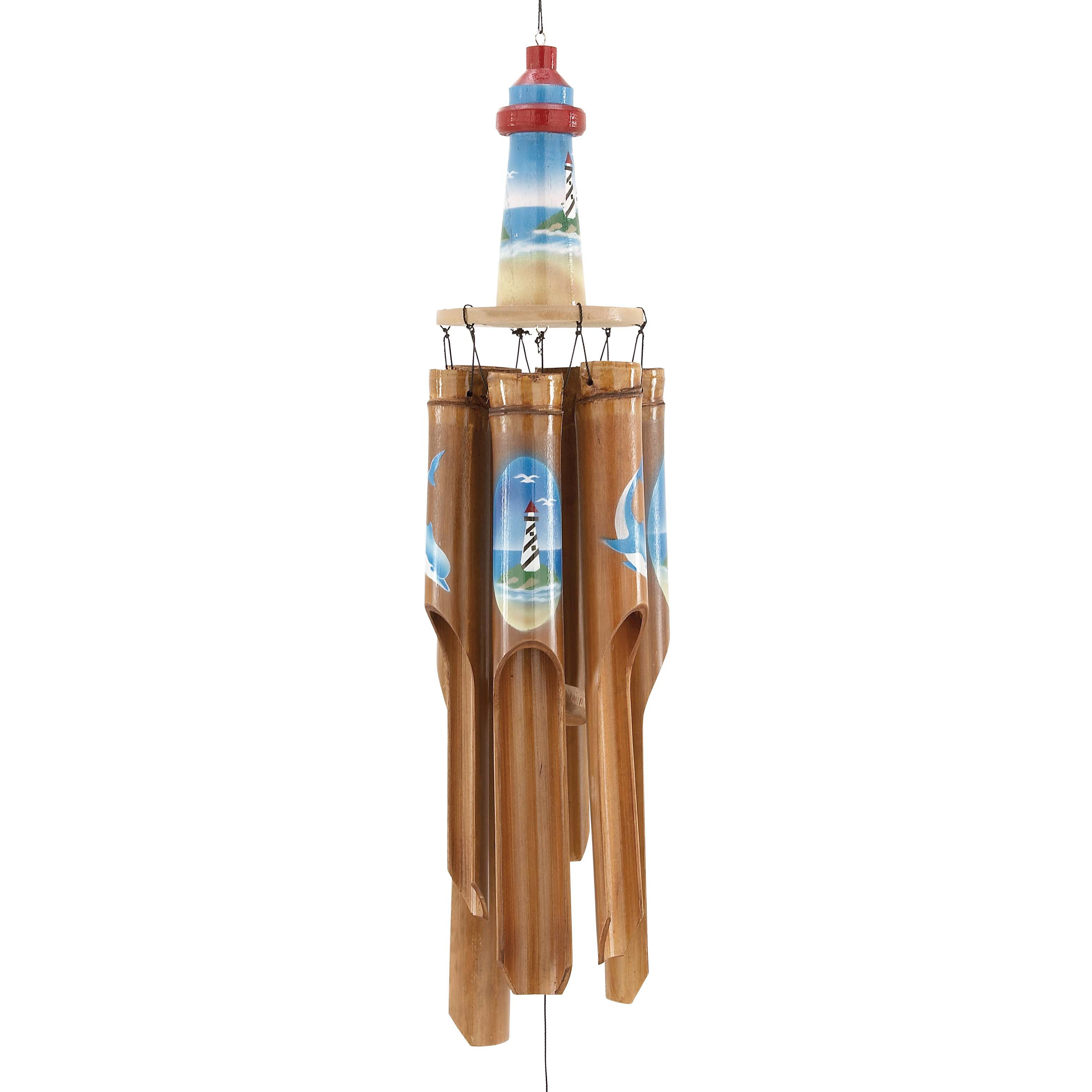 Cole Grey Bamboo Lighthouse Wind Chime Reviews Wayfair Cole Grey Bamboo Lighthouse Wind Chime