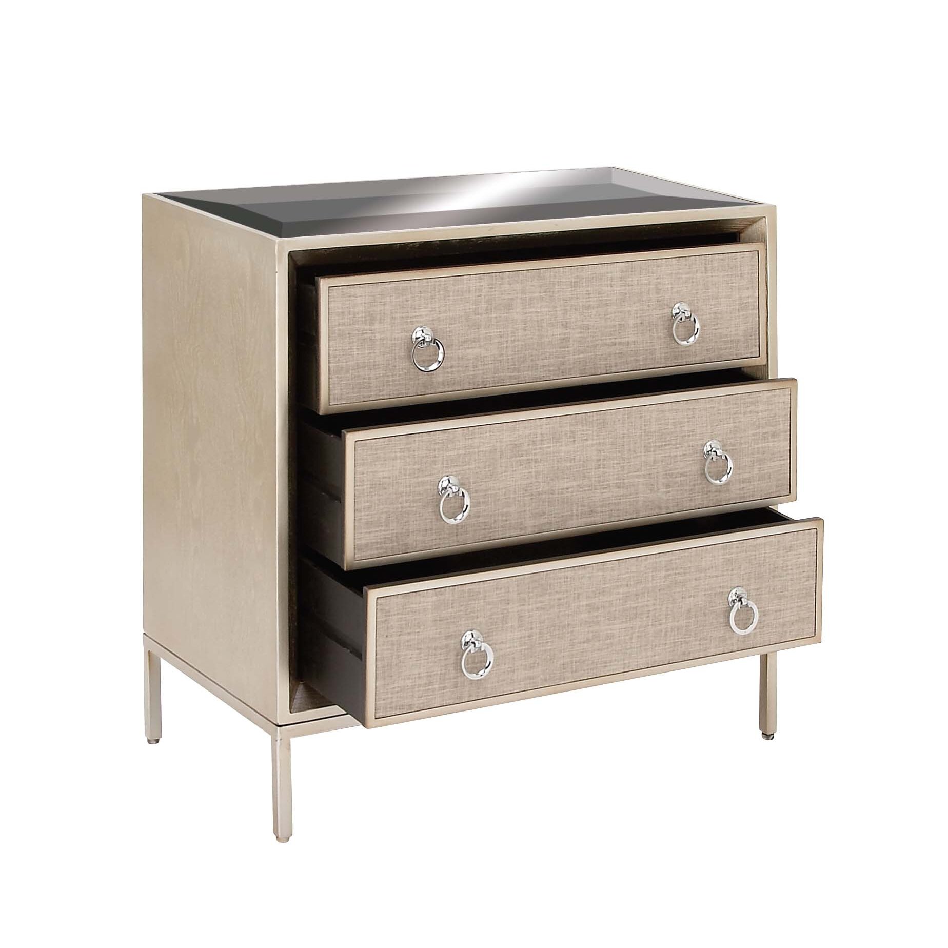 Cole & Grey 3 Drawer Wood and Metal Mirror Accent Chest & Reviews ... - Cole & Grey 3 Drawer Wood and Metal Mirror Accent Chest