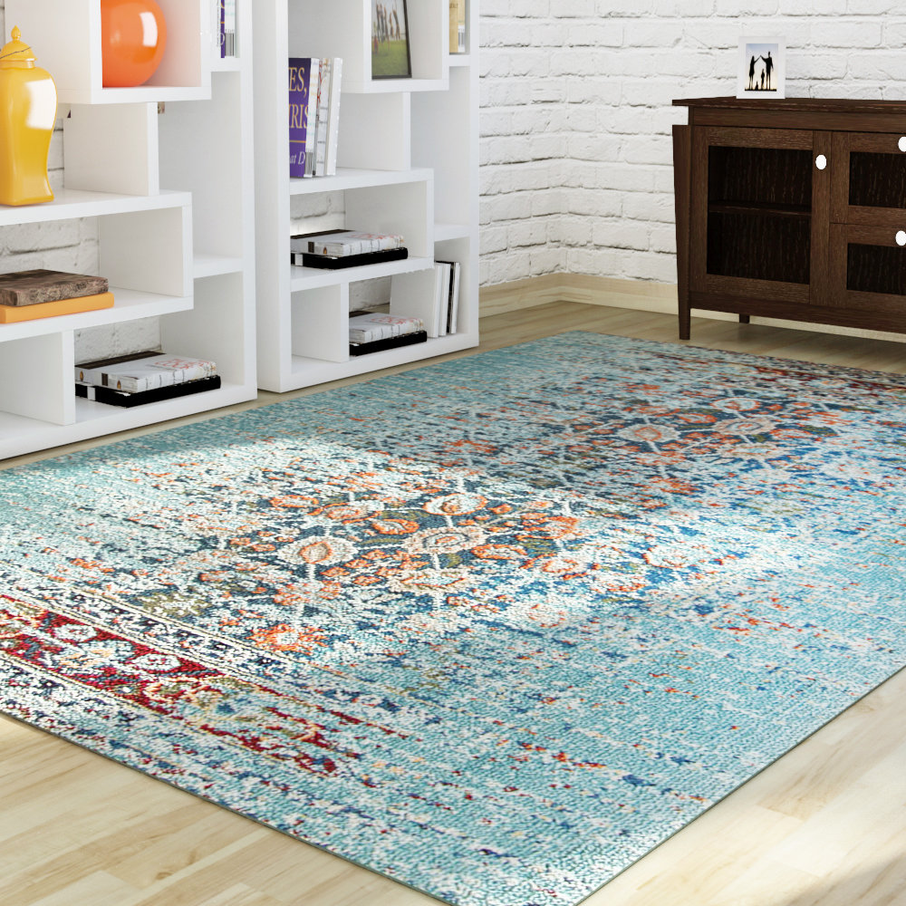 Mercury Row Artemis Aqua Area Rug & Reviews | Wayfair