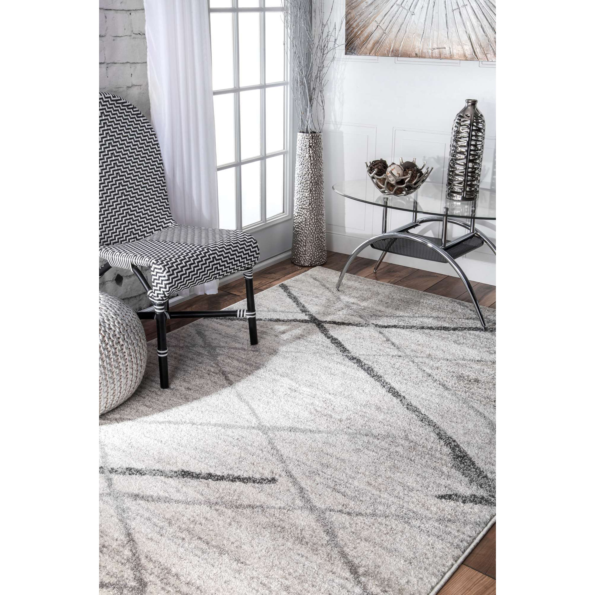 Mercury Row Azha Broken Lattice White/Light Gray Area Rug & Reviews