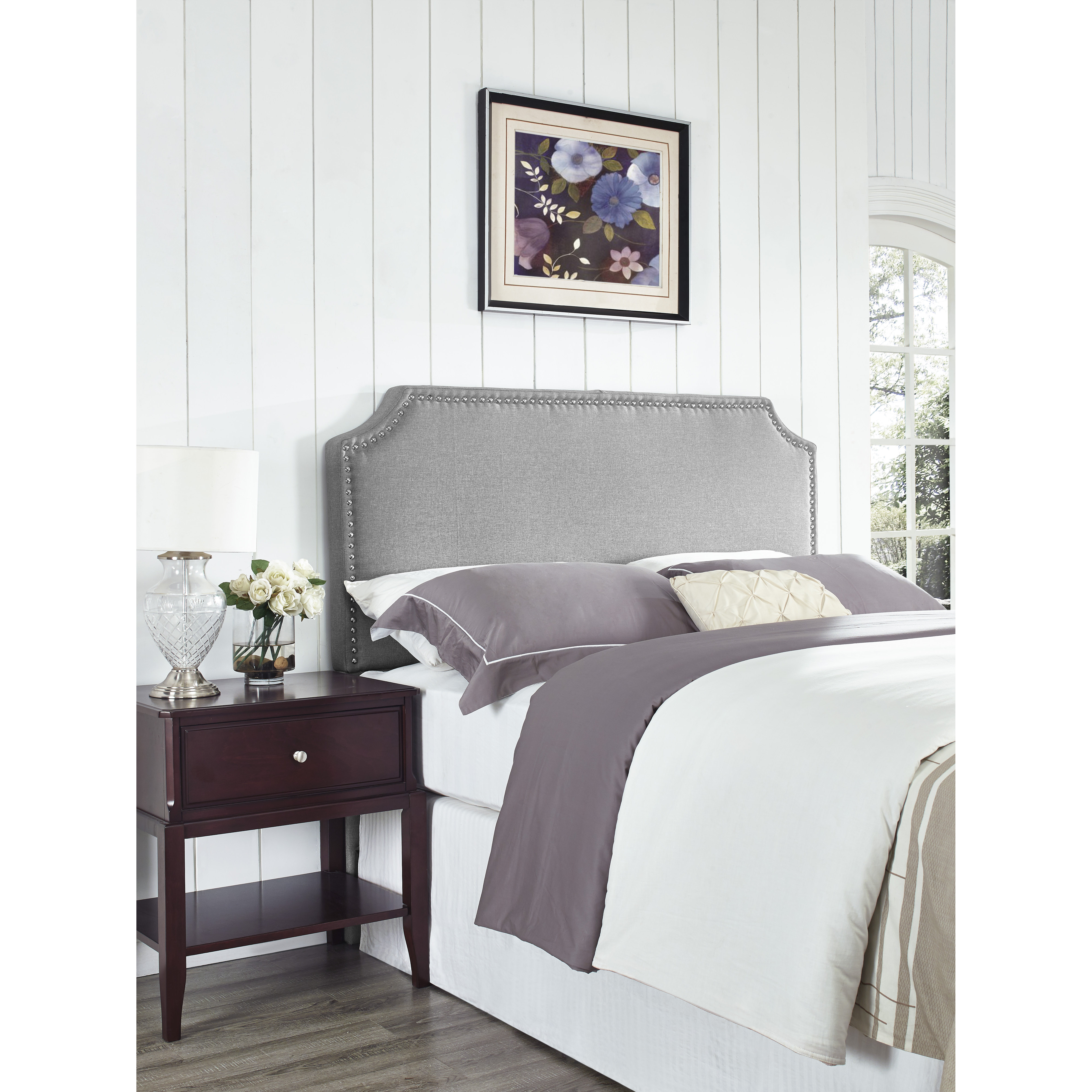 Mercury Row Luna Nail Trim Upholstered Panel Headboard & Reviews