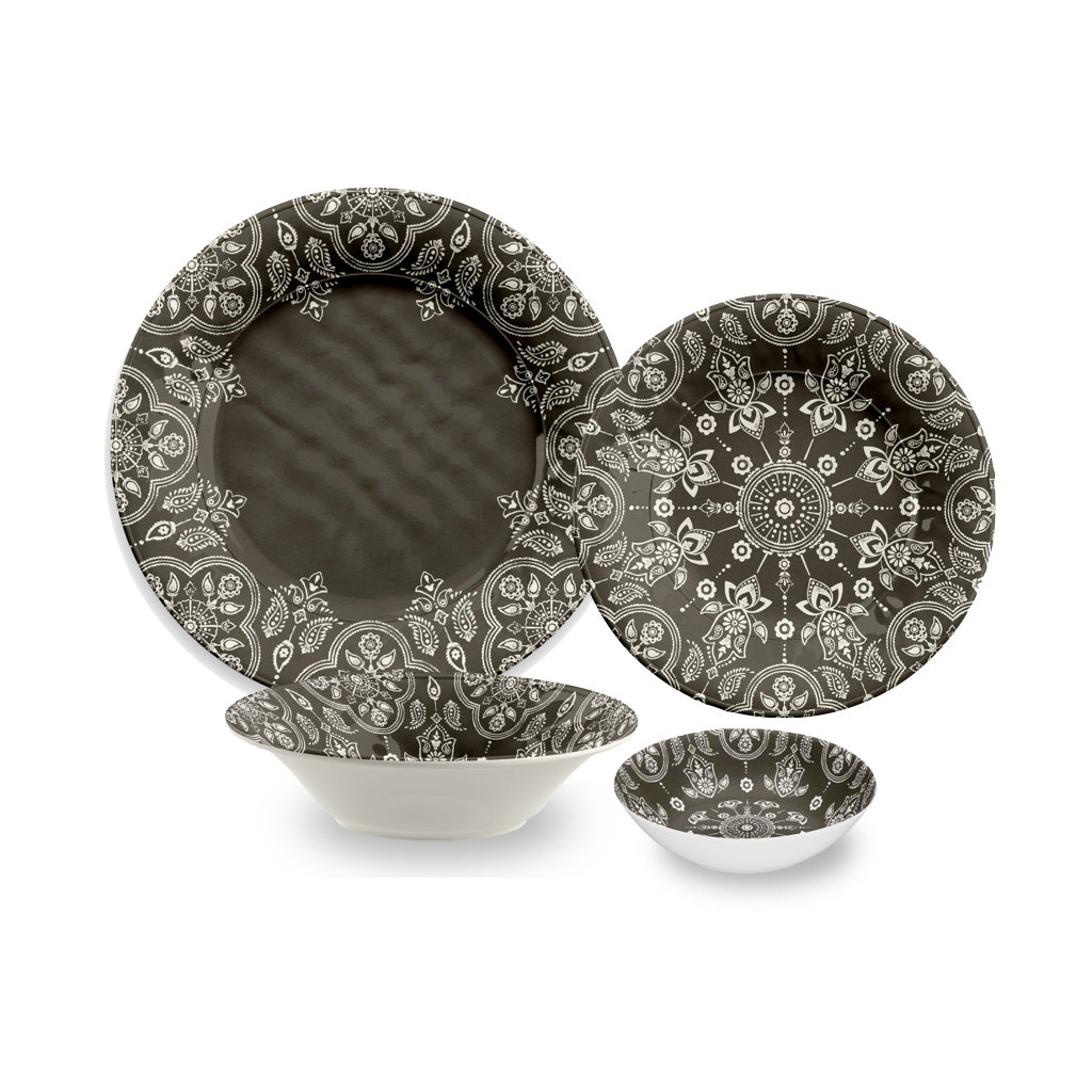 TarHong India Stamp 16 Piece Melamine Dinnerware Set Wayfair.ca