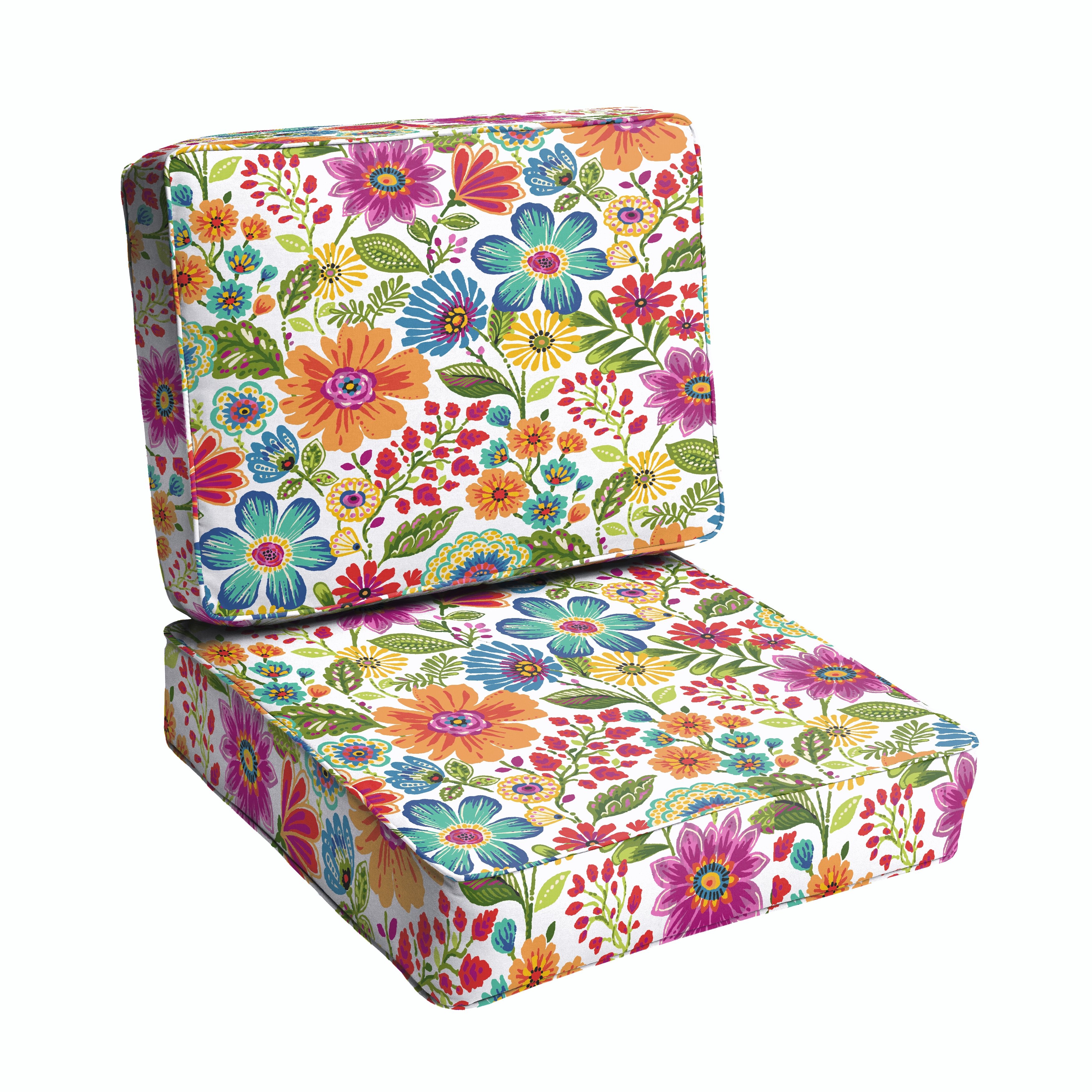 Red Barrel Studio Budron Floral Piped Indoor Outdoor Dining Chair Cushion 