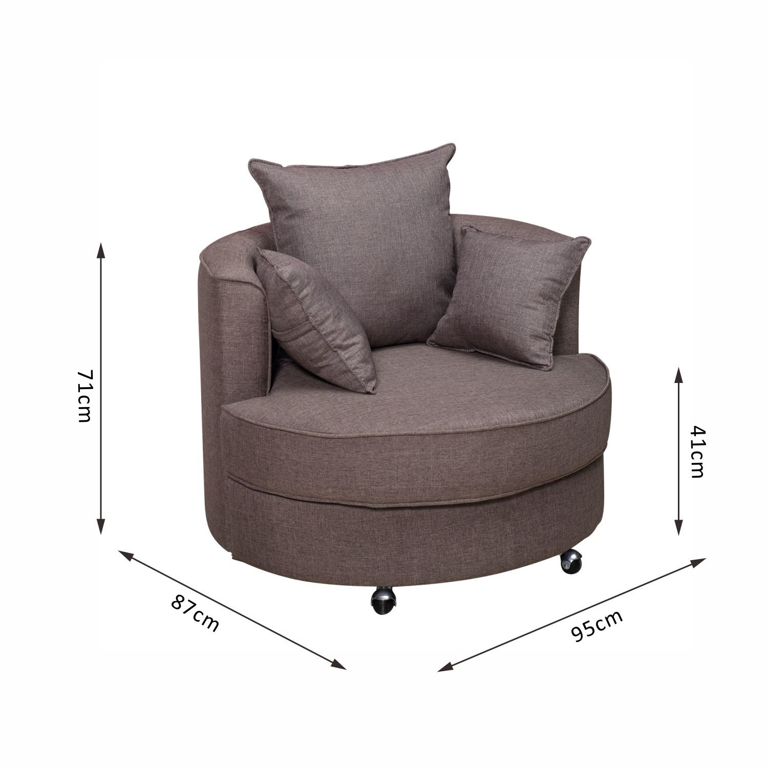Linen Cuddle Upholstered Round Seat Armchair with Cushion and