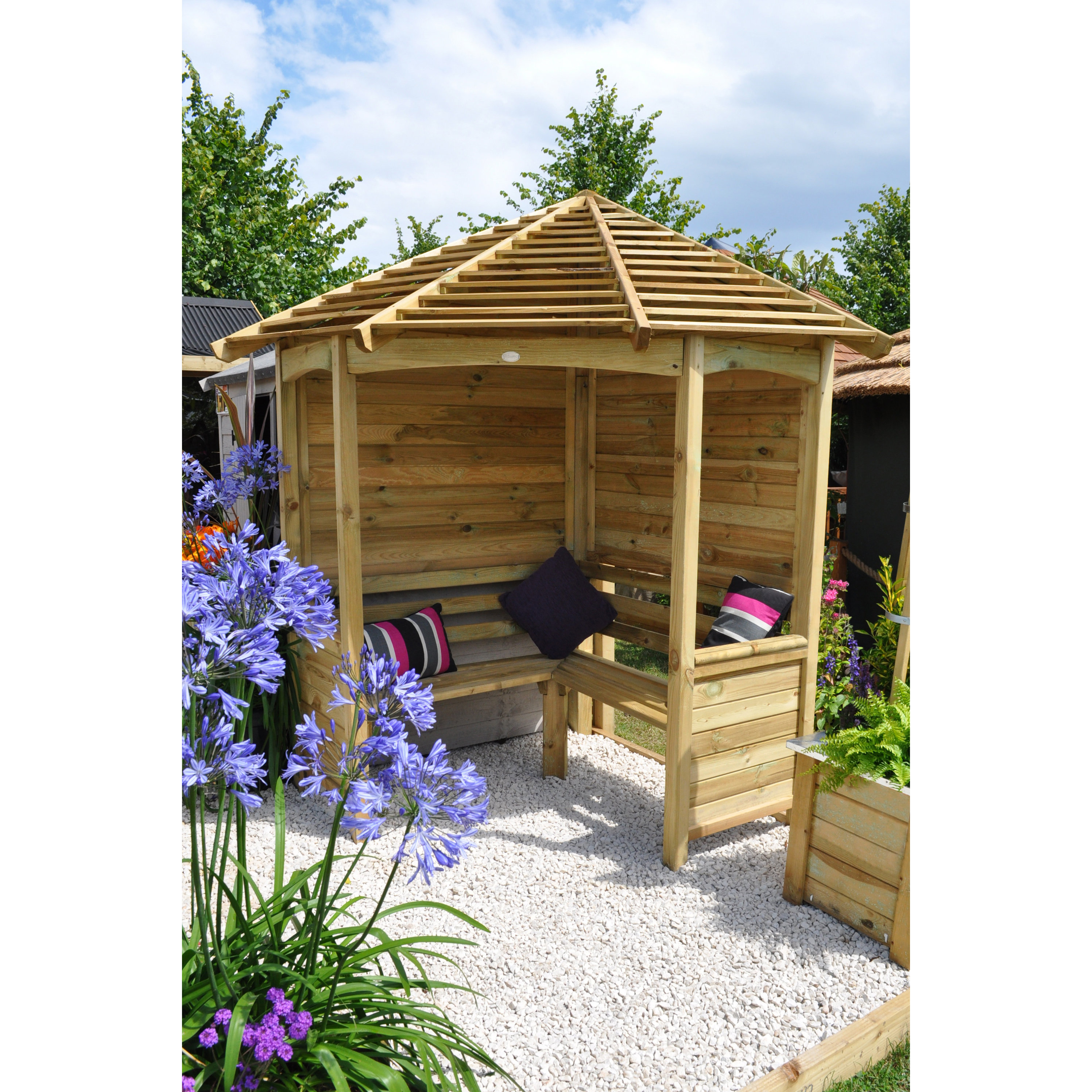 Forest Garden 4 Seater Wooden Corner Arbour Wayfair.co.uk