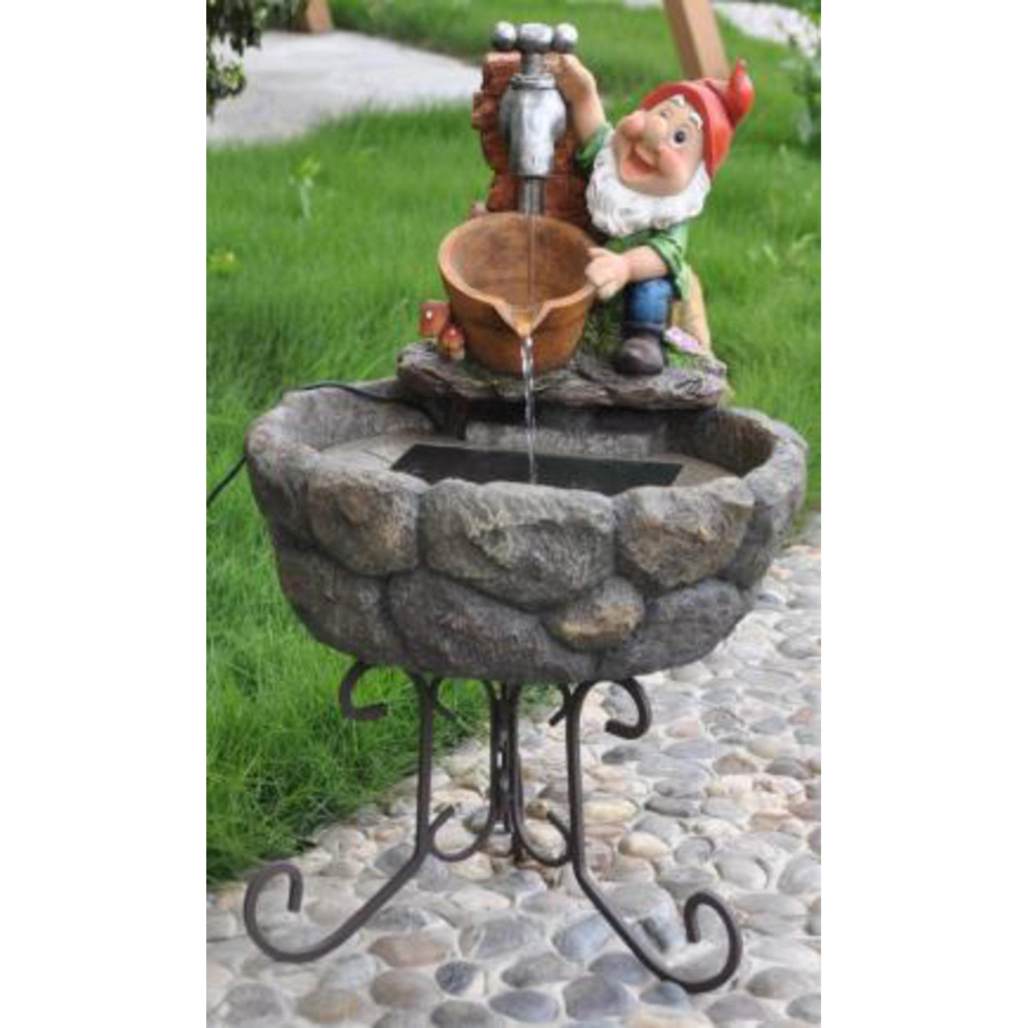 Northlight Resin/Metal Solar Cheerful Watering Gnome Outdoor Garden