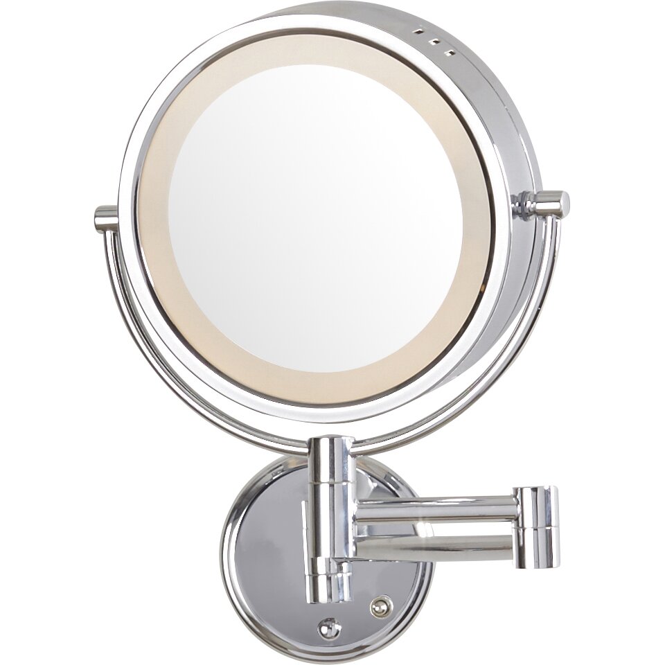 Darby Home Co Hard Wired Dual Sided Wall Mount Halo Lighted Mirror ... - Darby Home Co® Hard Wired Dual Sided Wall Mount Halo Lighted Mirror