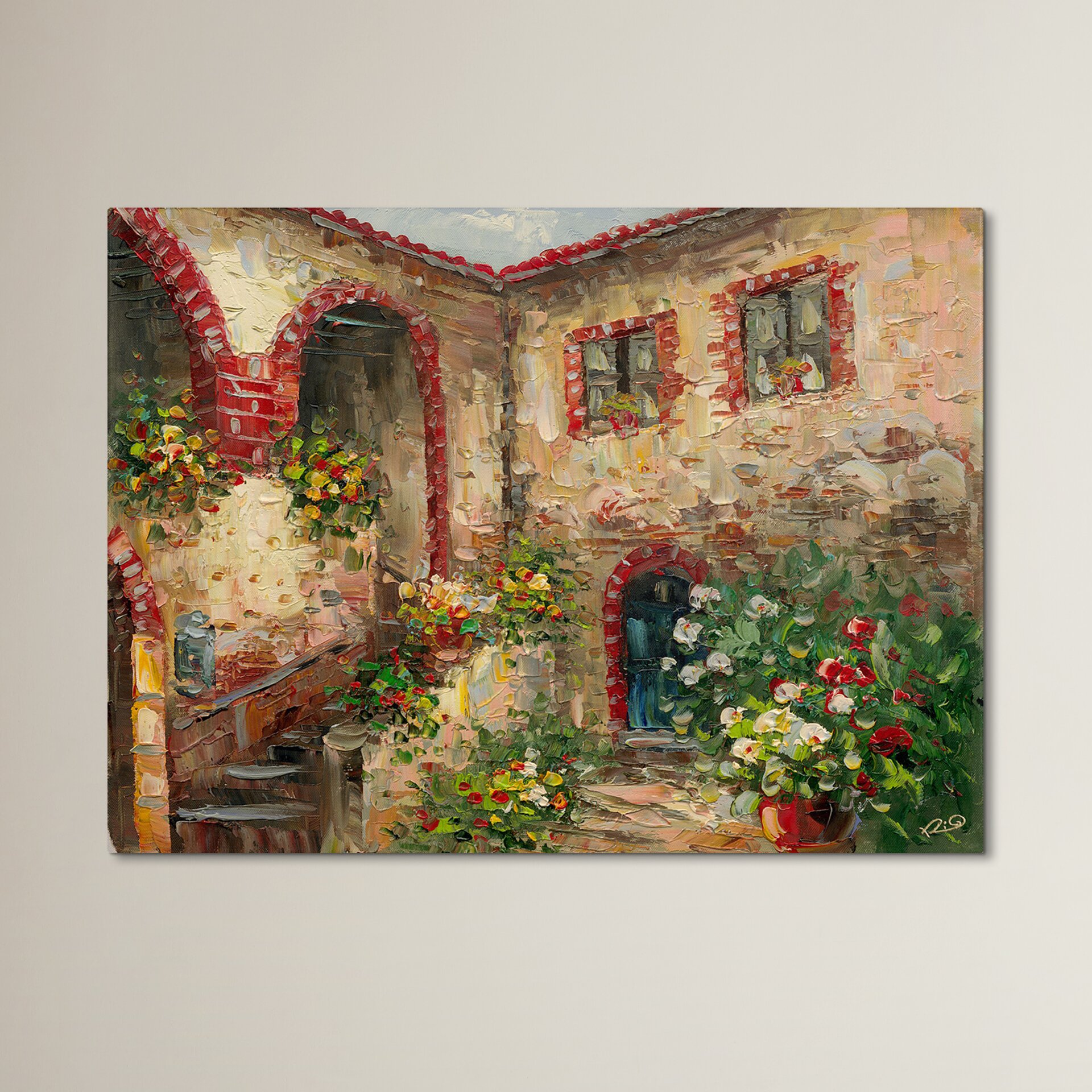 Charlton Home Tuscany Courtyard Painting Print on Canvas & Reviews ...