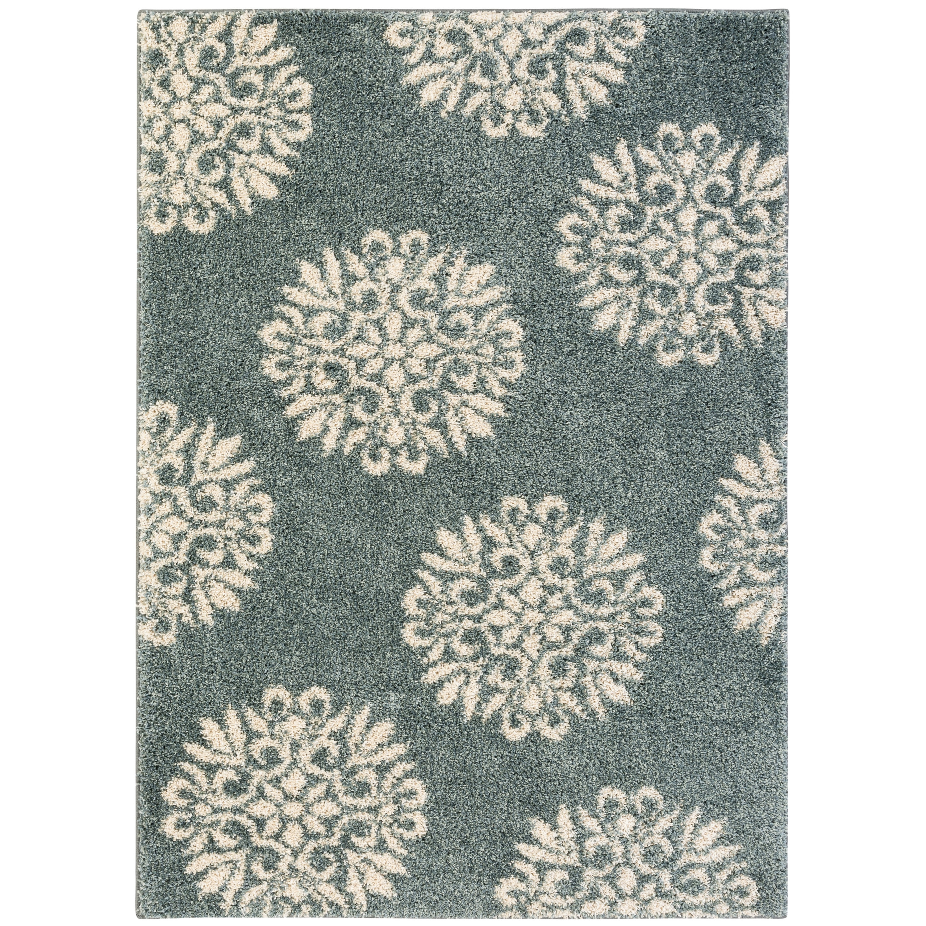 Charlton Home Cowden Exploded Medallions Woven Bay Blue/Cream Area Rug