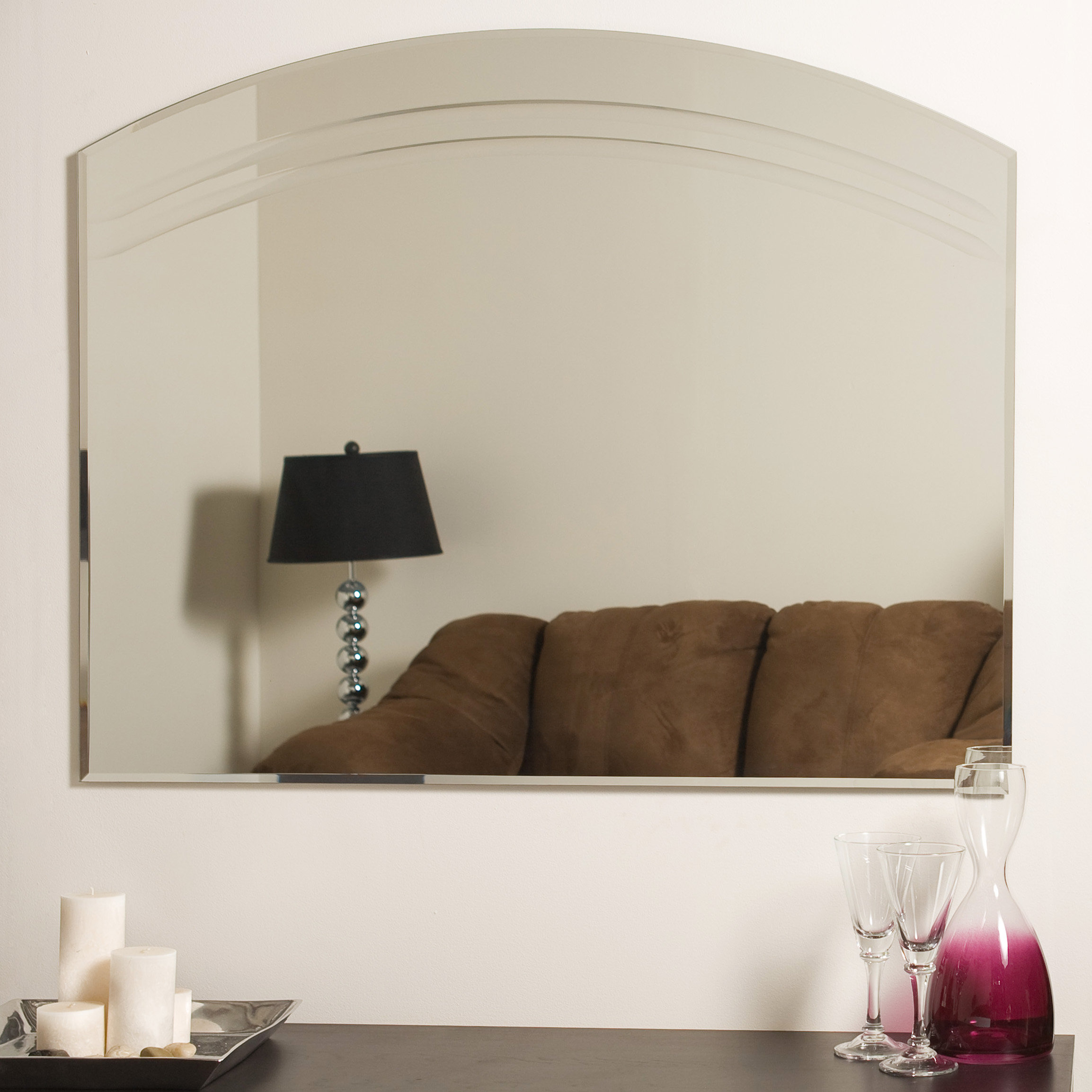 Large Frameless Wall Mirror