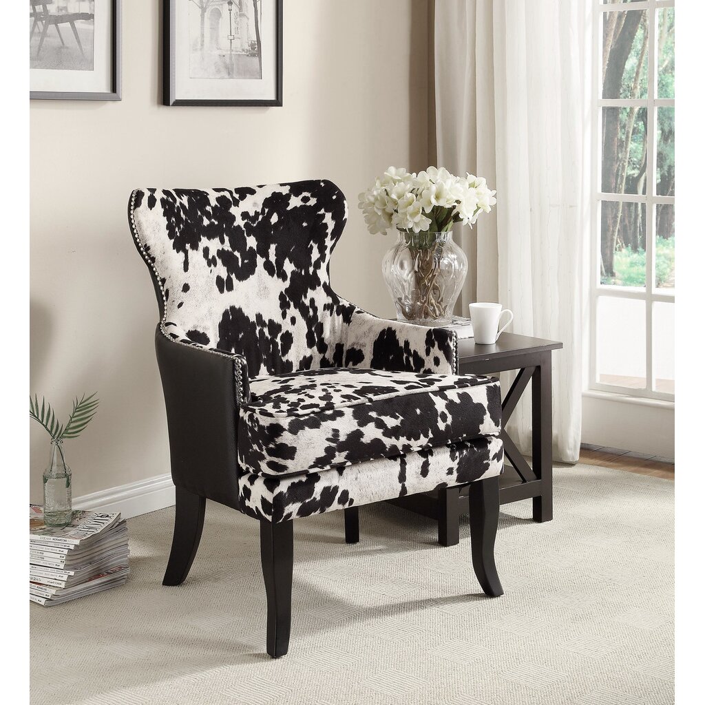 %2521nspire Faux Cowhide Accent Chair With Stud Detail 