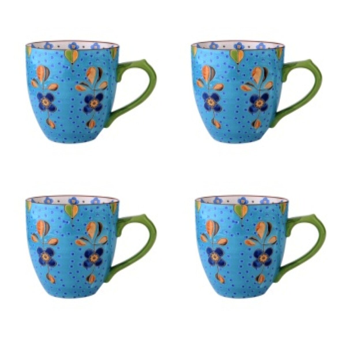 Coastline Imports Dutch Wax 14 oz. Graces Tea Ware Mug Set Blue Floral 