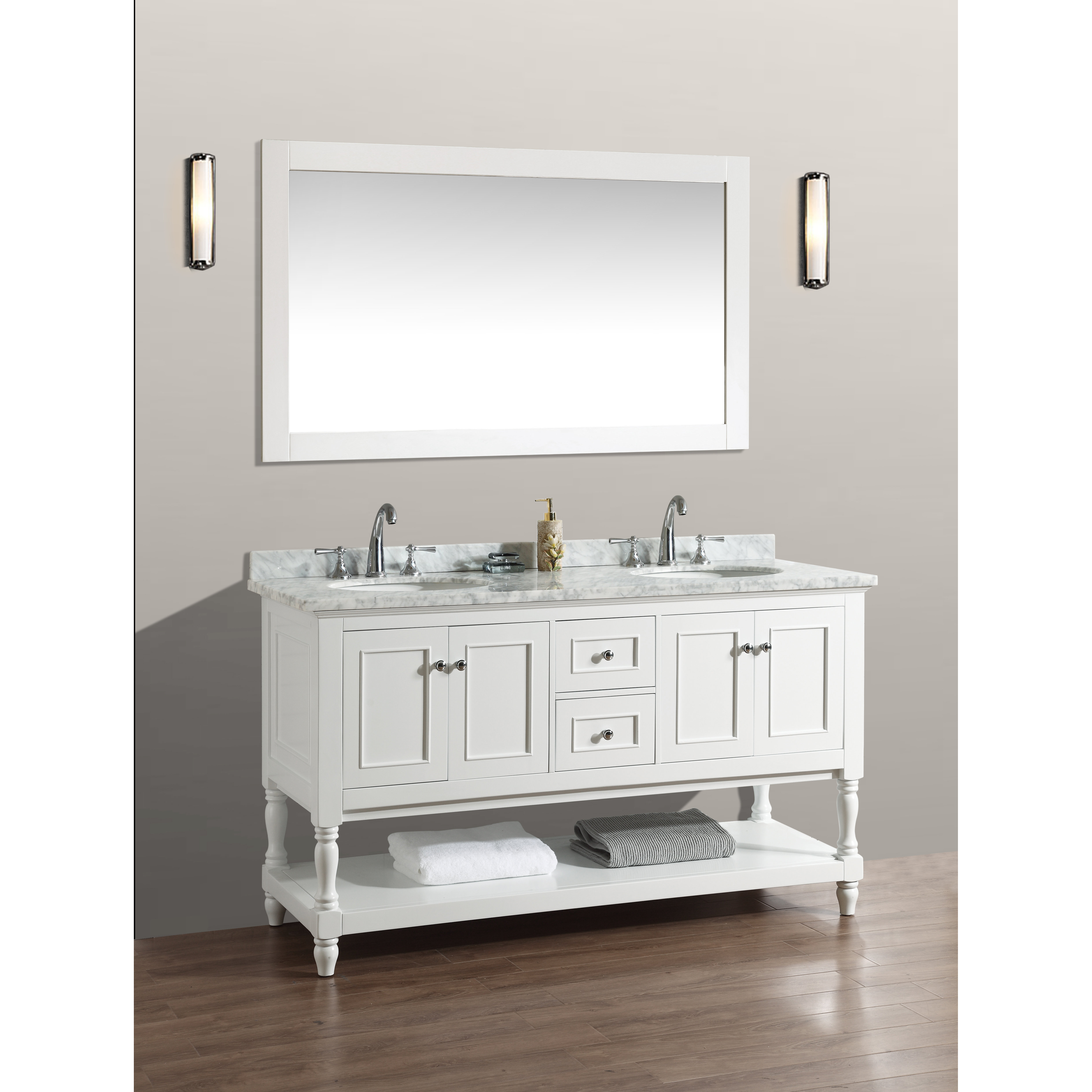 Paris 60-Inch Espresso Double-Sink Bathroom Vanity With Mirrors 60 bathroom mirror ~ dact Paris 60-Inch Espresso Double-Sink Bathroom Vanity With Mirrors 60 bathroom mirror ~ dact
