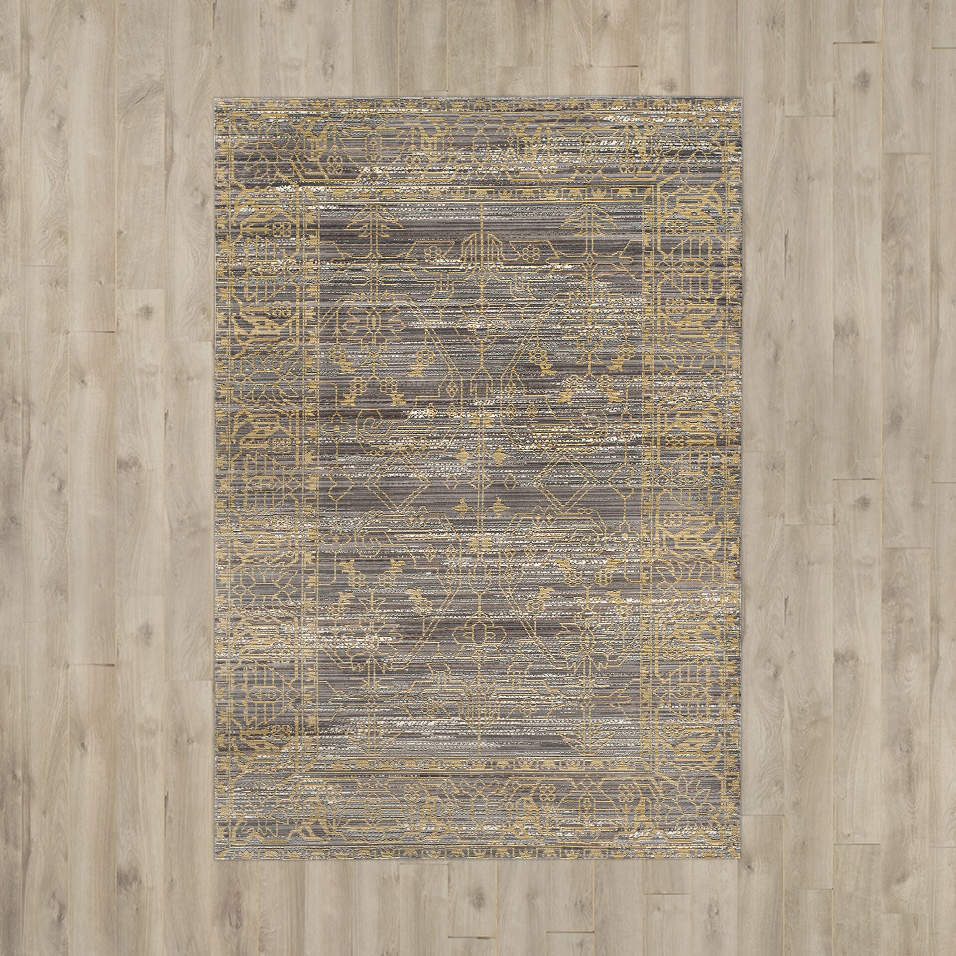 Lark ManorÃ¢Â„Â¢ Menton Gray / Gold Area Rug & Reviews | Wayfair - Lark Manor™ Menton Gray / Gold Area Rug