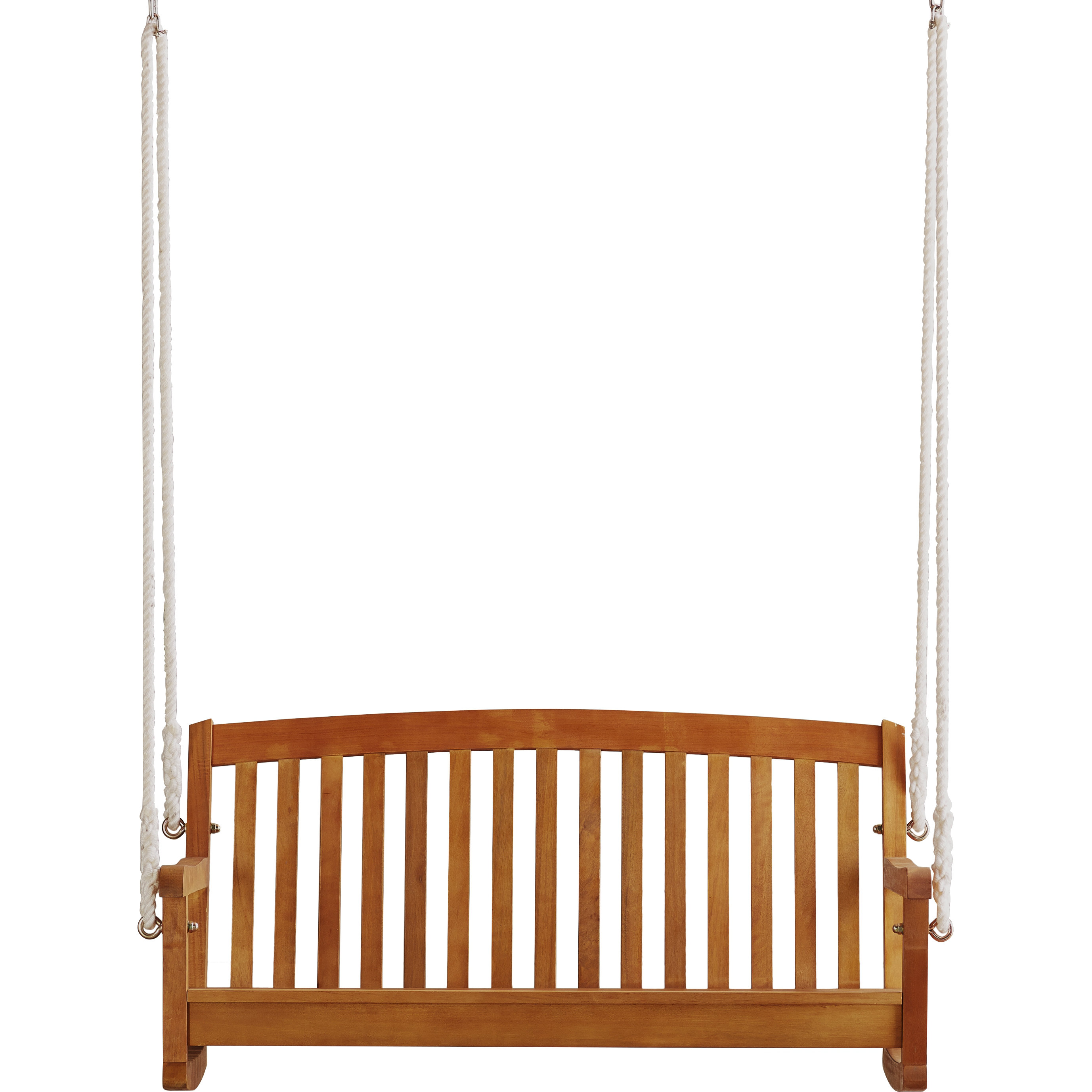 Beachcrest Home Portland Hardwood Hanging Porch Swing with Rope