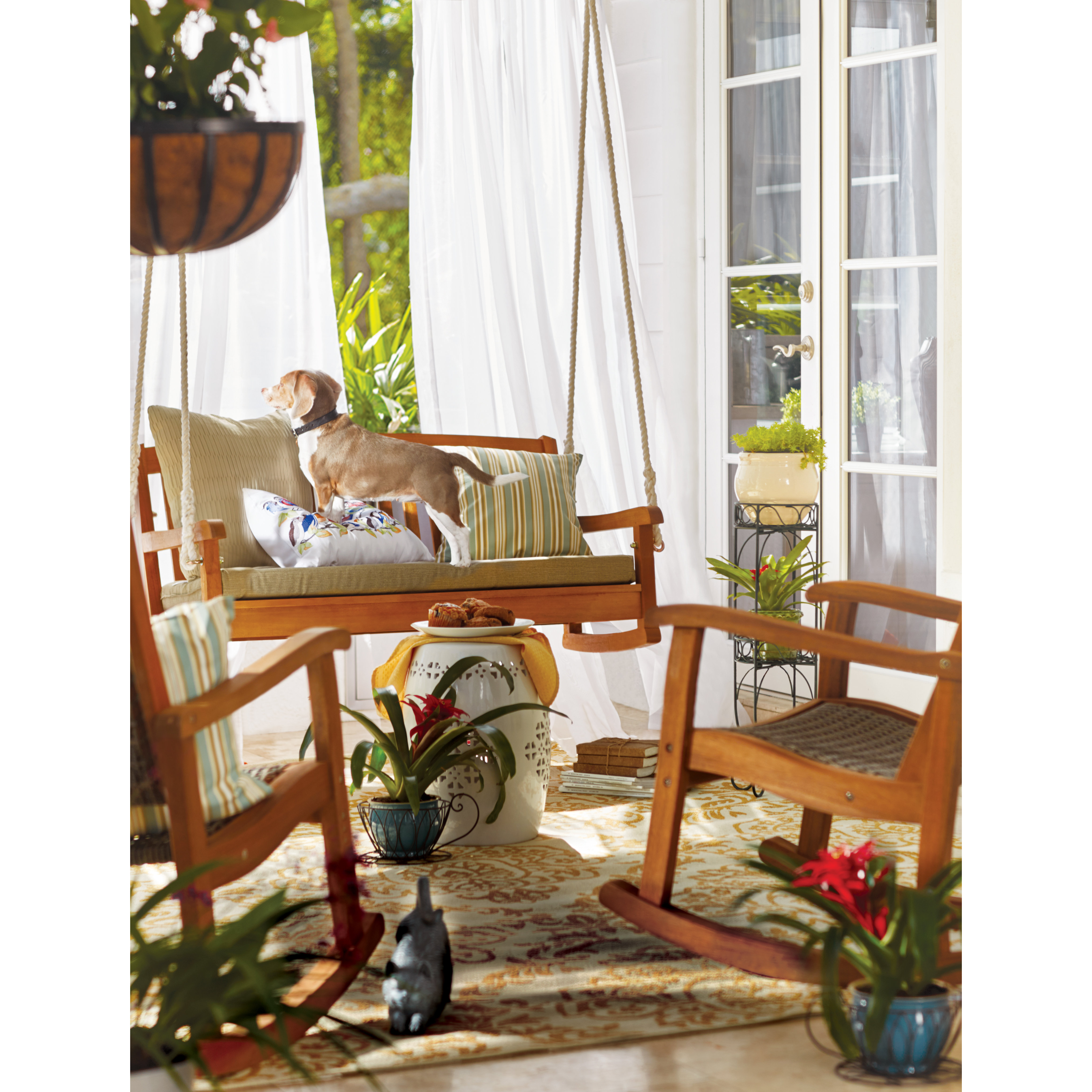 Beachcrest Home Portland Hardwood Hanging Porch Swing with Rope