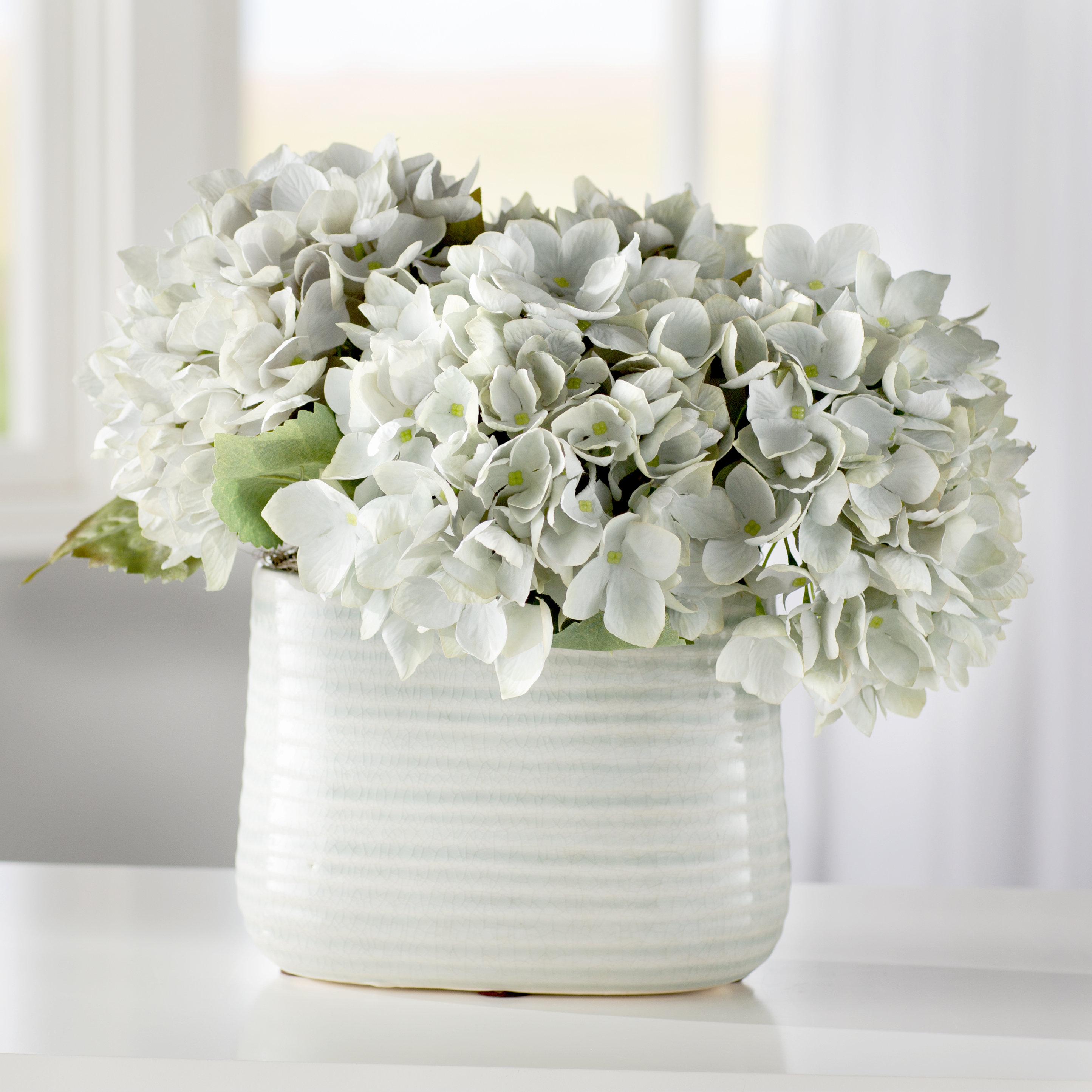 Faux Hydrangeas in Blue Ceramic Vase & Reviews | Joss & Main