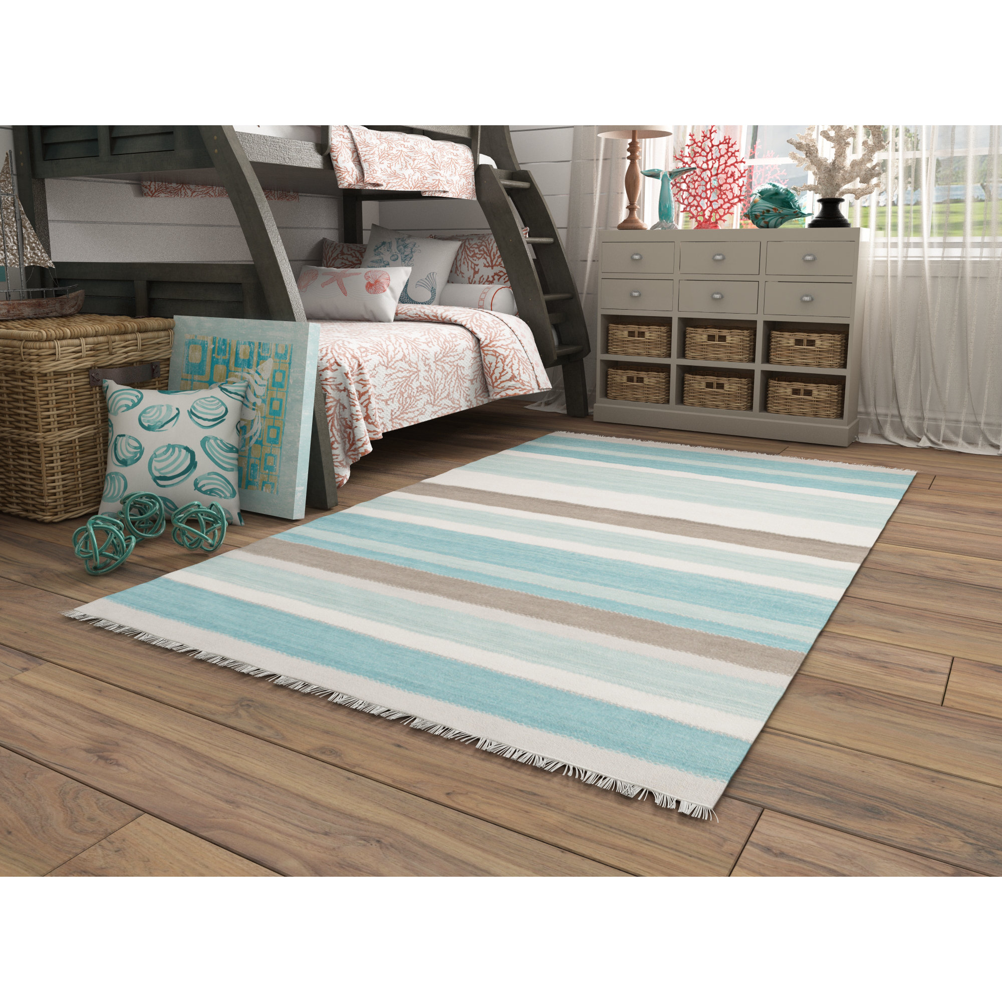Beachcrest Home Garcon Point Teal/Light Gray Area Rug & Reviews Wayfair