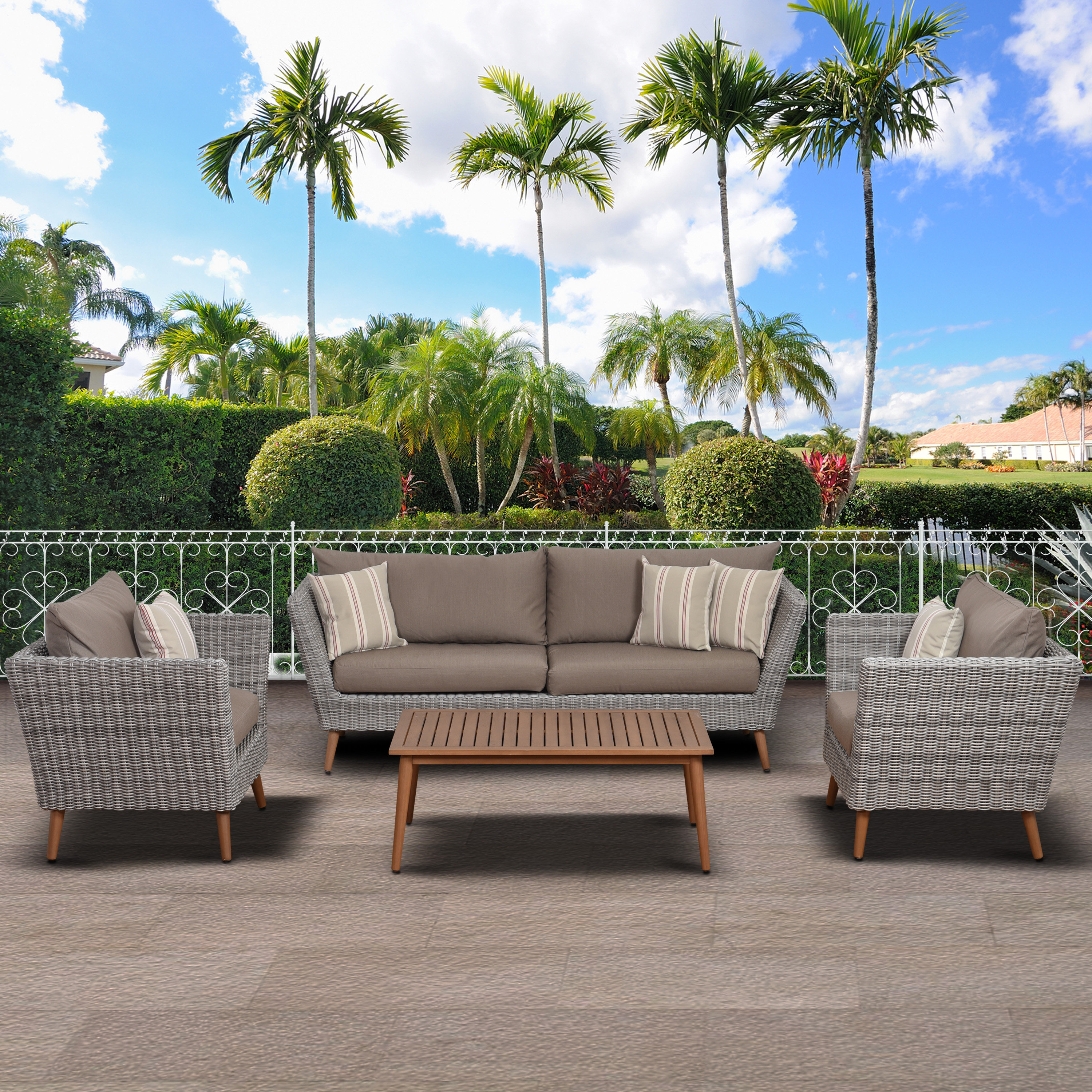 Fsc Certified Patio Furniture Wayfair Elsmere Patio 4 Piece Deep Seating Group With Cushions