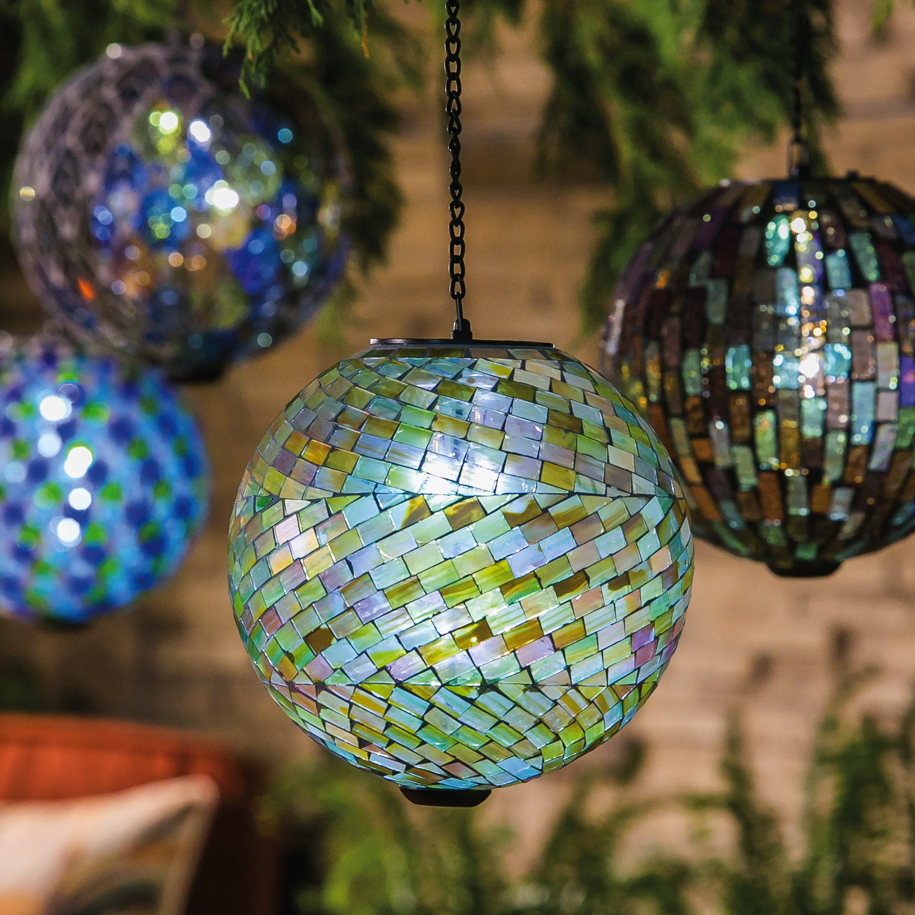 Beachcrest Home Glistening Mosaic Hanging Solar Gazing Ball & Reviews
