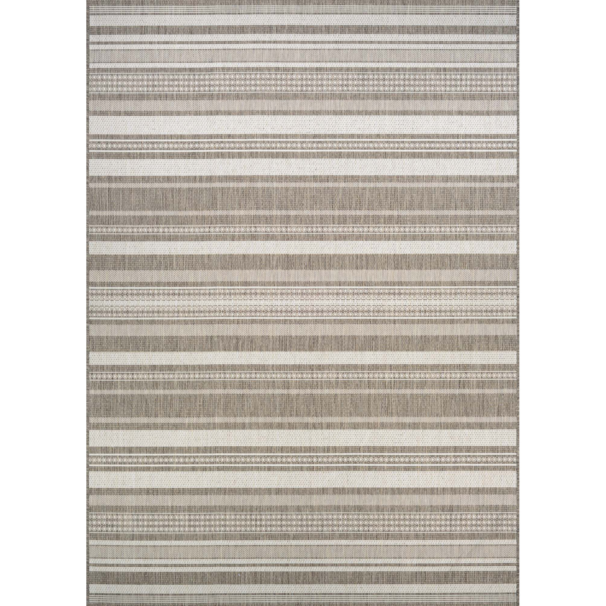 Beachcrest Home Anguila Stripe Grey/Beige Indoor/Outdoor Area Rug