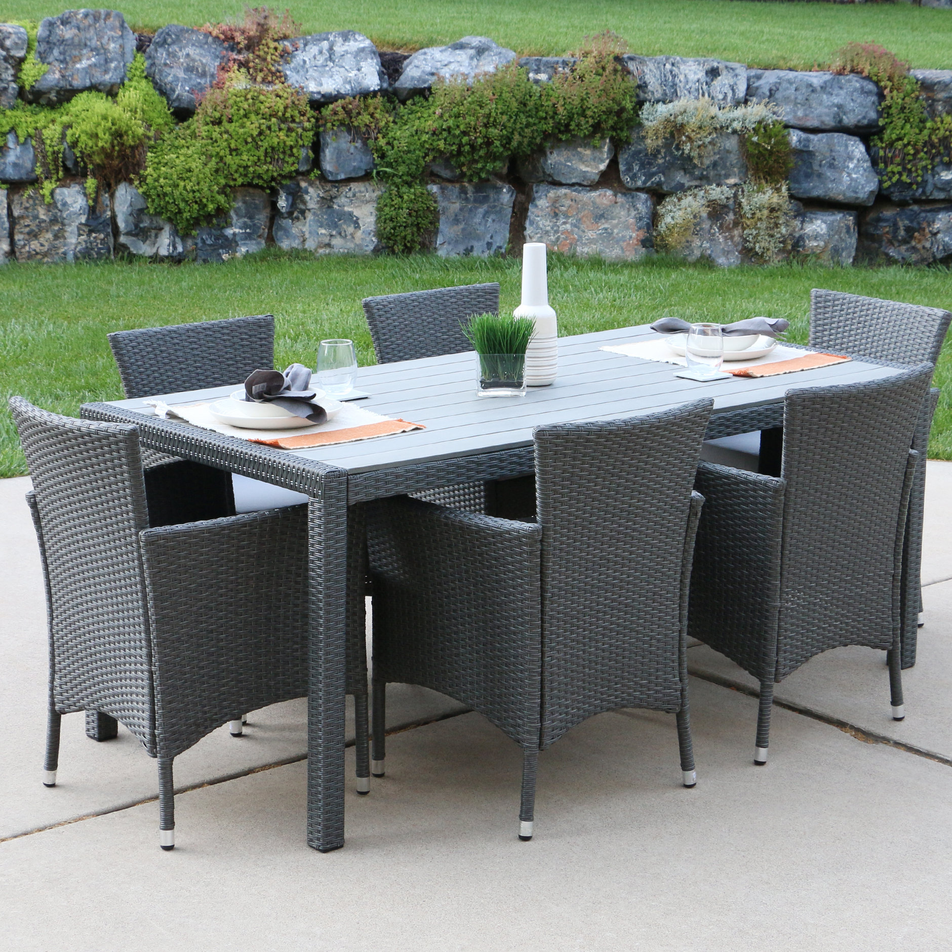 Josie 7 Piece Patio Dining Set Reviews Joss Main Beachcrest Home Trade Josie 7 Piece Patio Dining Set