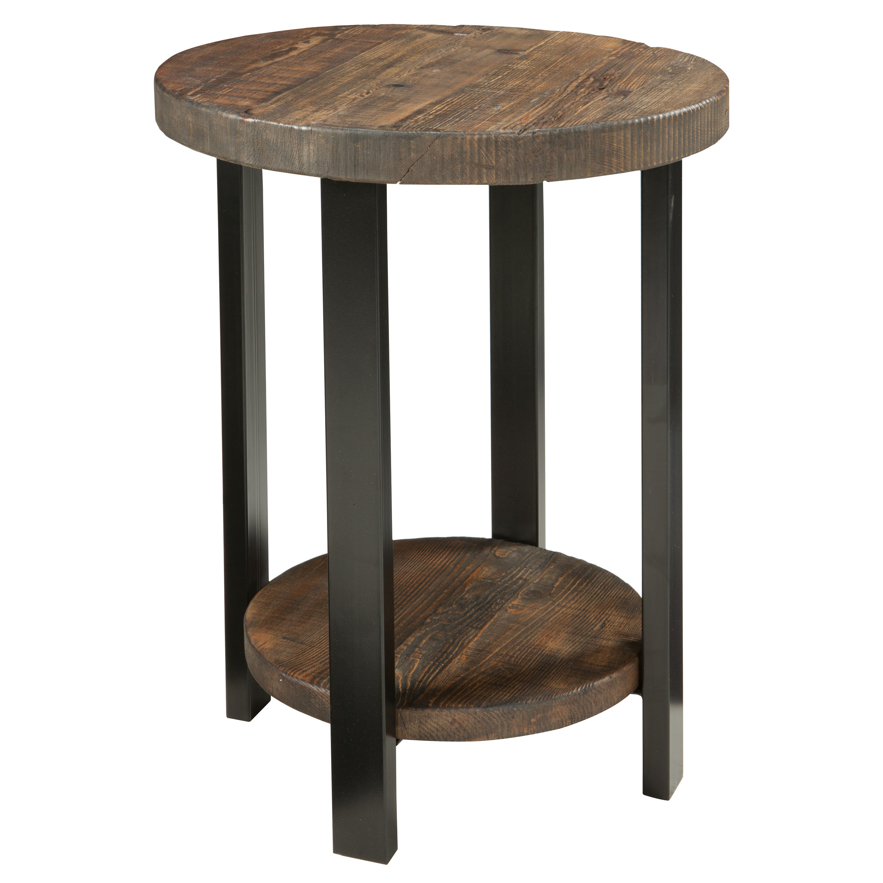 Loon Peak Somers 20 Round Reclaimed Wood Metal End Table Wood Metal End Table Loon Peak Reg Somers 20 Quot Round Reclaimed