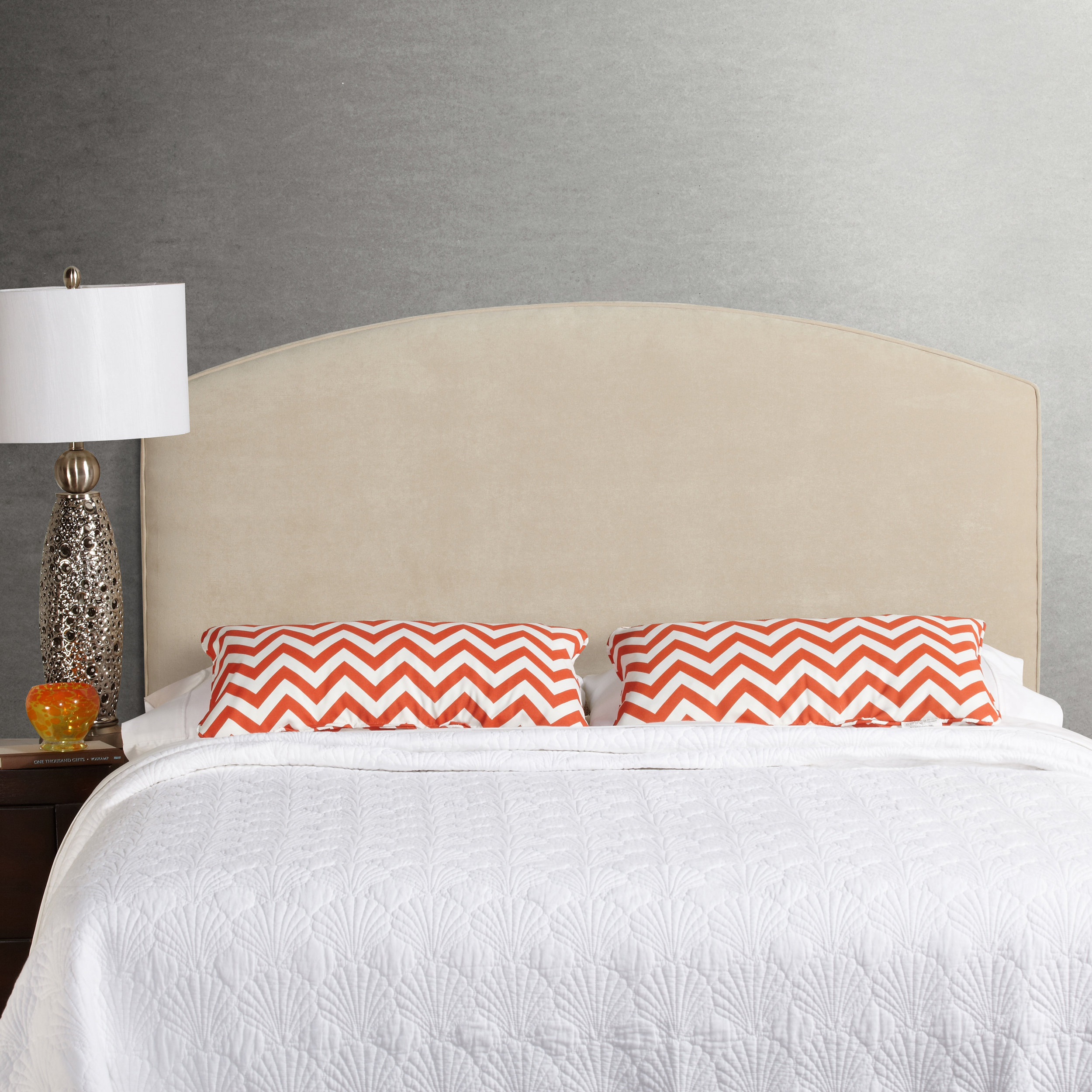 House of hampton kara velvet curved upholstered panel headboard