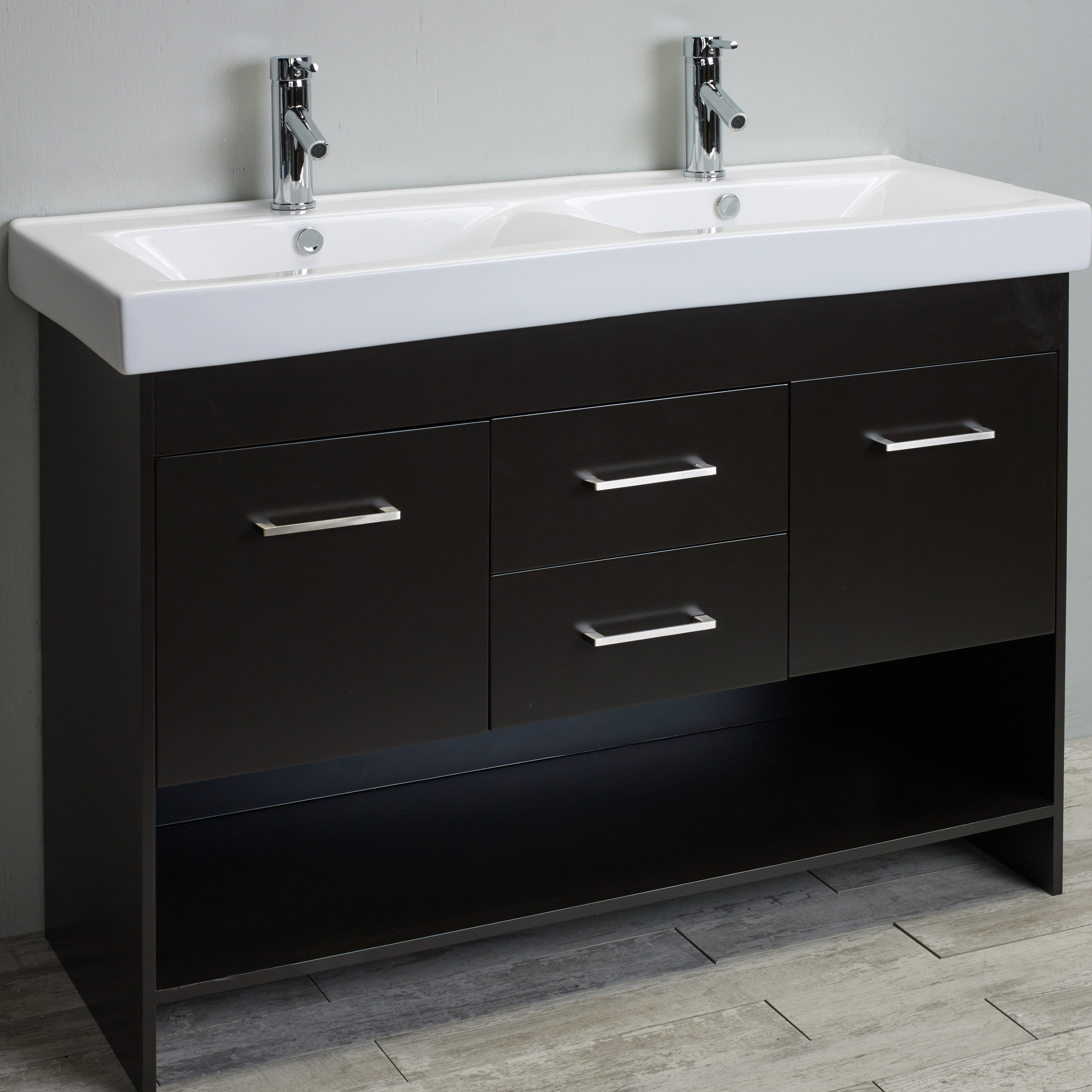 Eviva Gloria 48" Espresso Double Bathroom Vanity Set with White