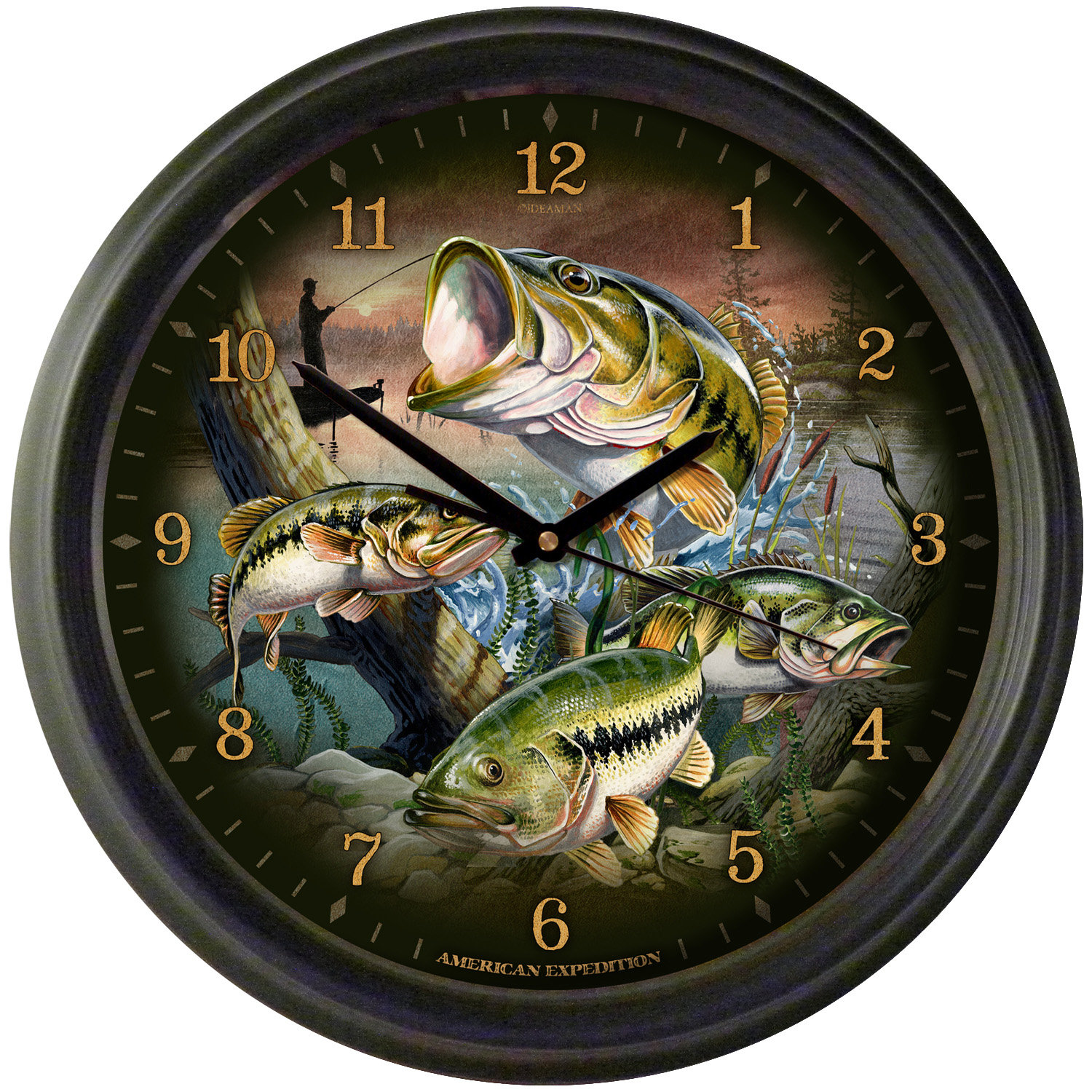 AmericanExpedition Largemouth Bass Collage 16" Wall Clock & Reviews