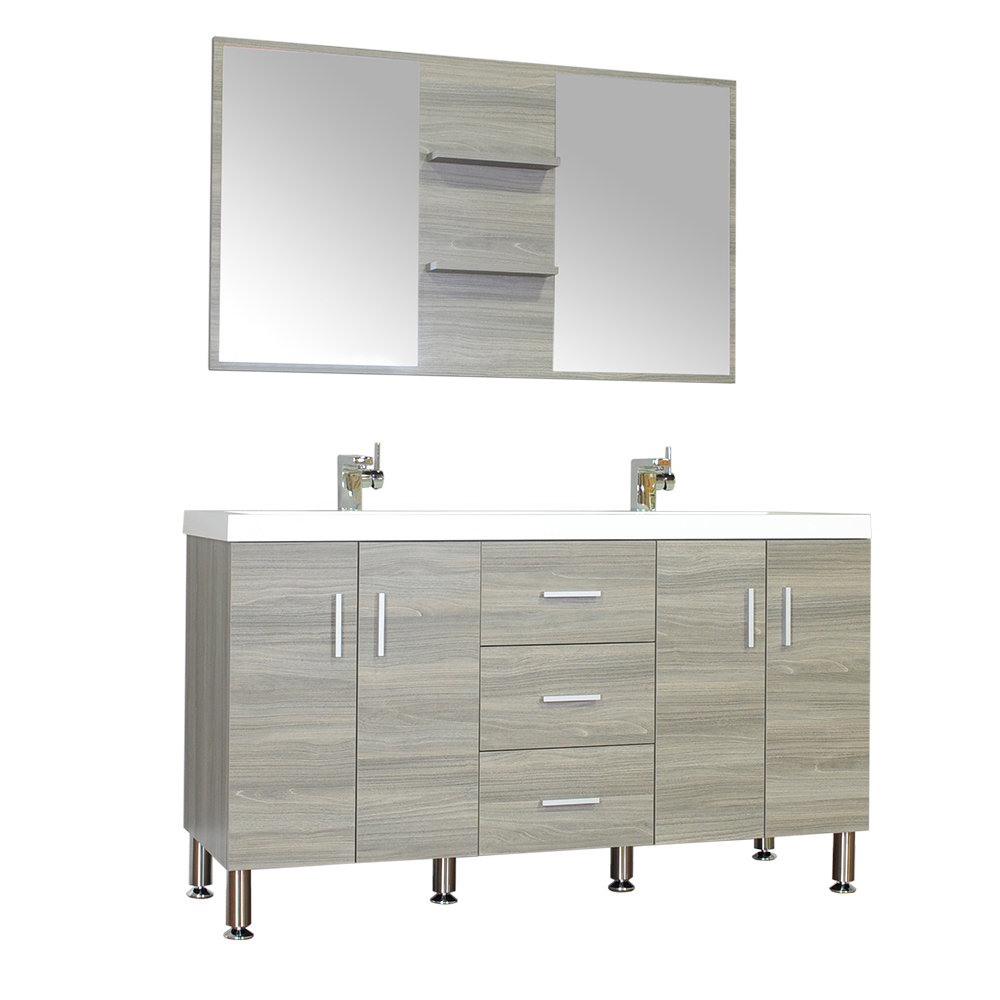 Alya Bath Ripley 56 Double Modern Bathroom Vanity Set With Mirror Alya Bath Ripley 56 Quot Double Modern Bathroom Vanity Set With Mirror