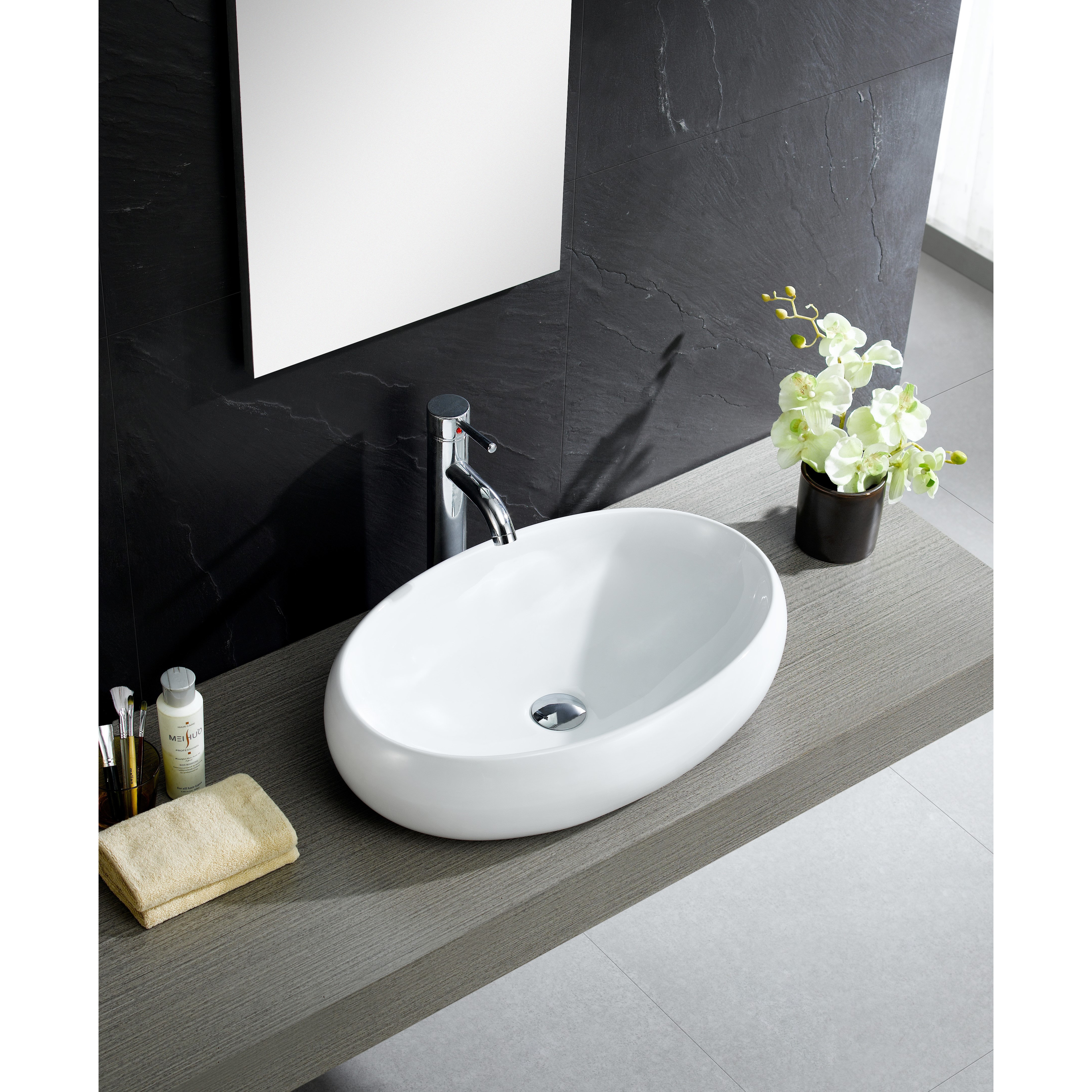 Fine Fixtures Modern Vitreous China Bulging Oval Vessel Sink Fine Fixtures Modern Vitreous China Bulging Oval Vessel Sink Bathroom