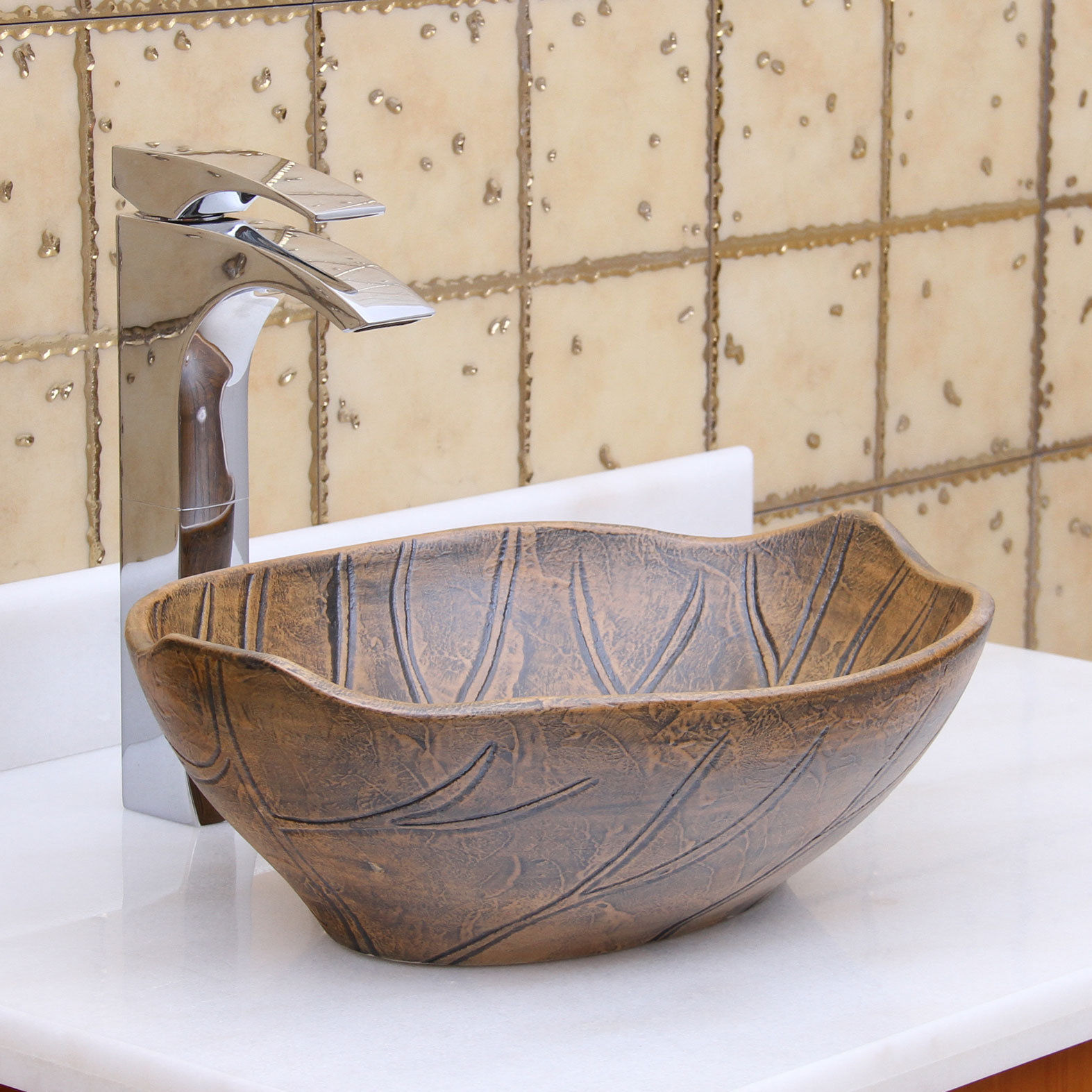 Elimaxs Autumn Leaf Vessel Bathroom Sink & Reviews Wayfair