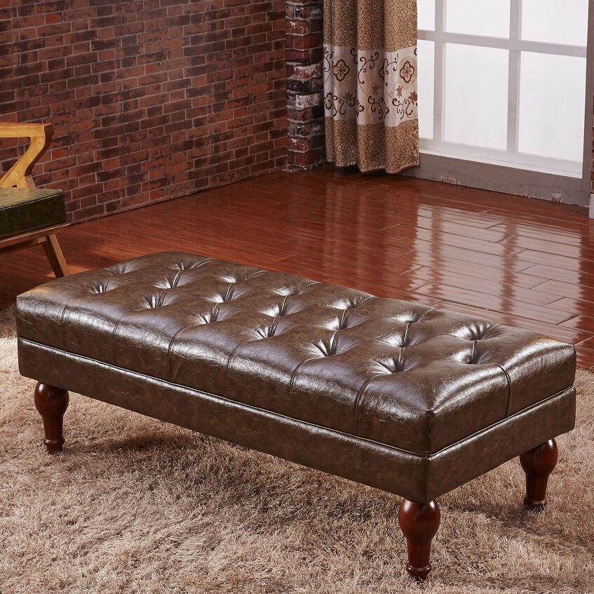 Corzano Designs Premium Faux Leather Bedroom Bench ...