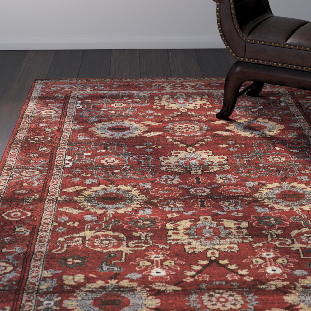 World Menagerie Kaul Heriz Red/Gray Area Rug & Reviews Wayfair