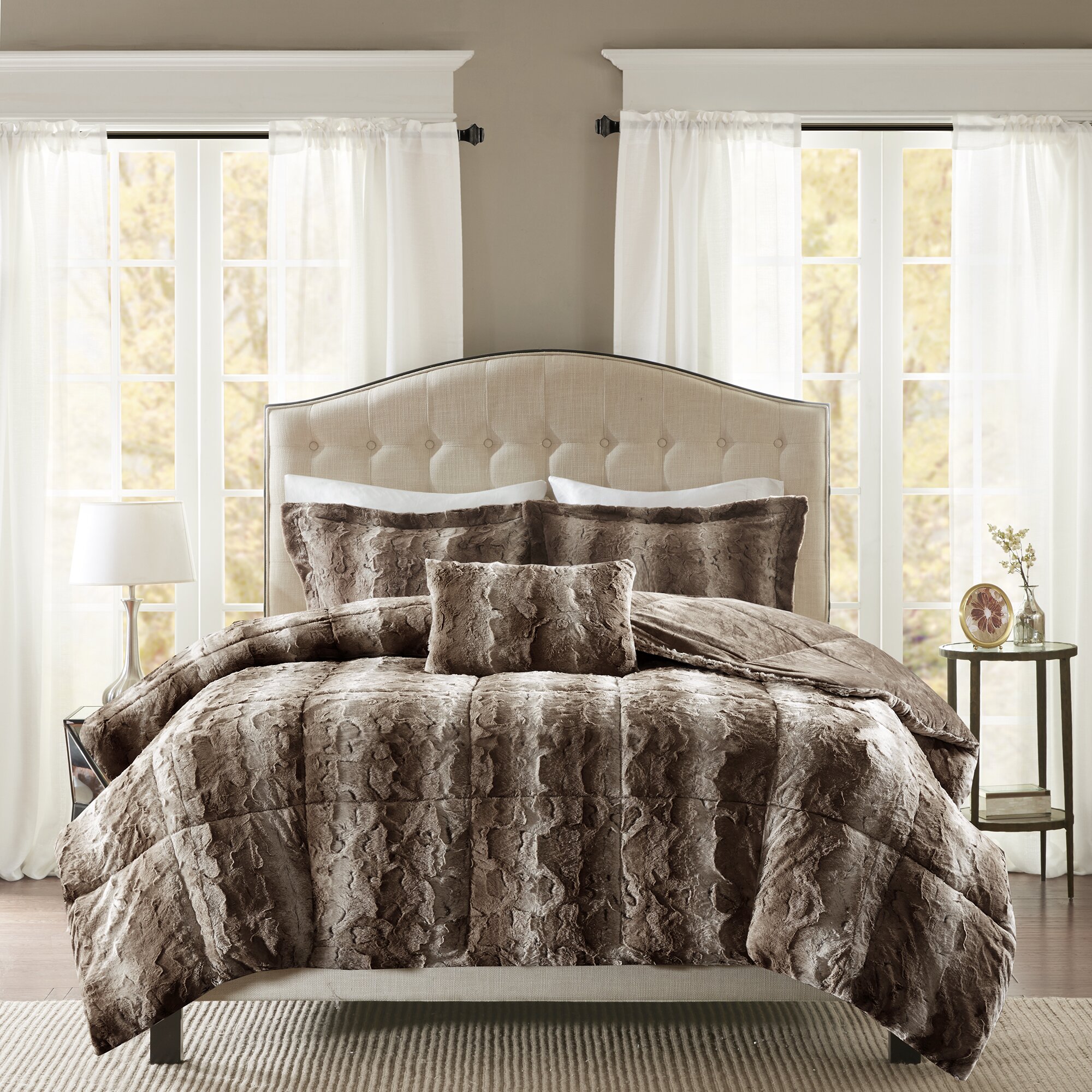 Mercer41 Morrison Faux Fur 4 Piece Comforter Set Reviews Wayfair   Mercer41 Morrison Faux Fur 4 Piece Comforter Set 