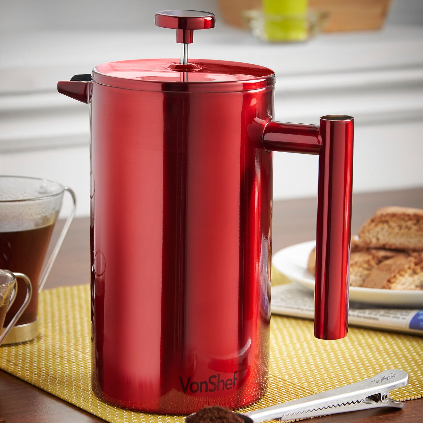 VonShef Double Wall Stainless Steel French Press Coffee Maker ... - VonShef Double Wall Stainless Steel French Press Coffee Maker