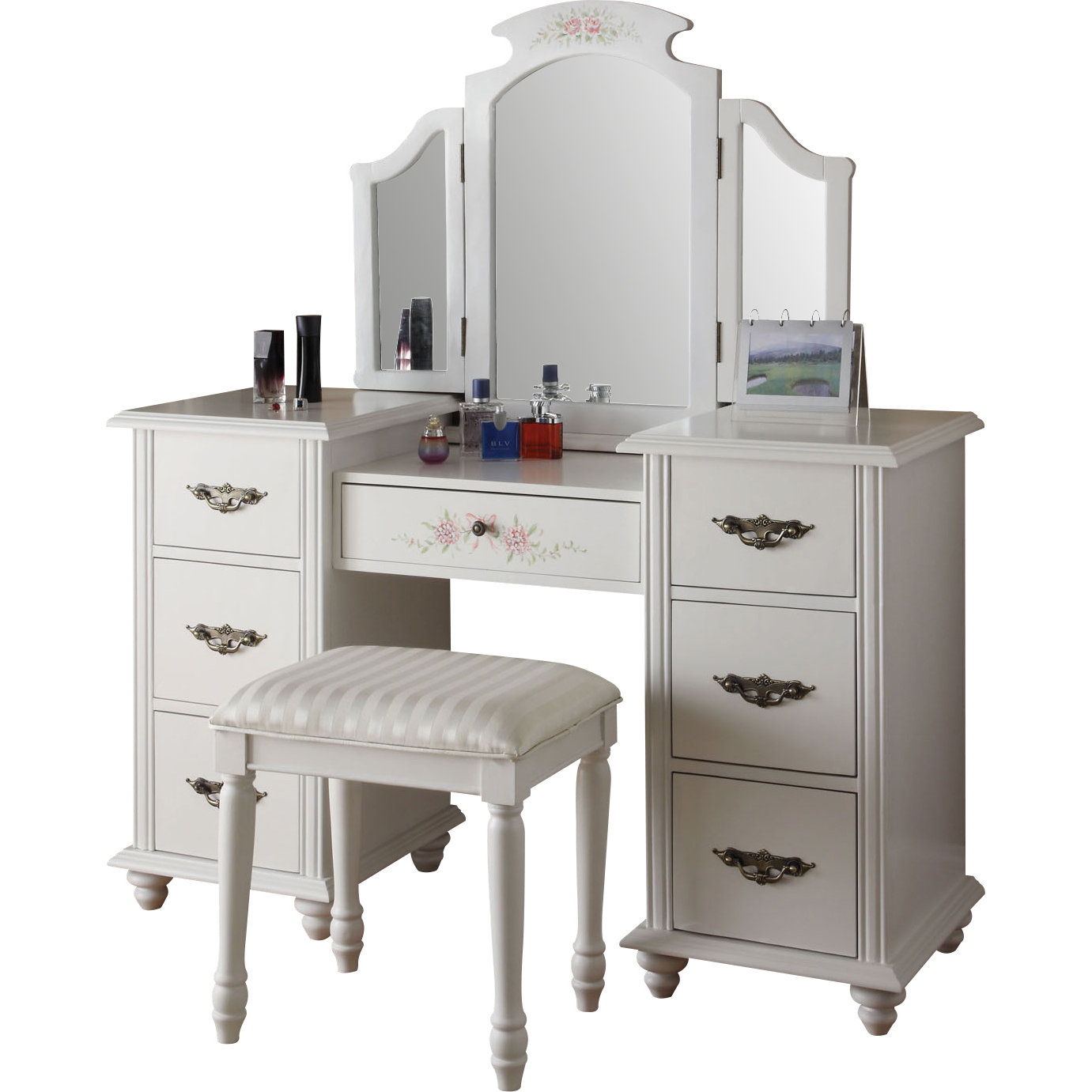 Infini Furnishings Makeup Vanity Set with Mirror & Reviews | Wayfair