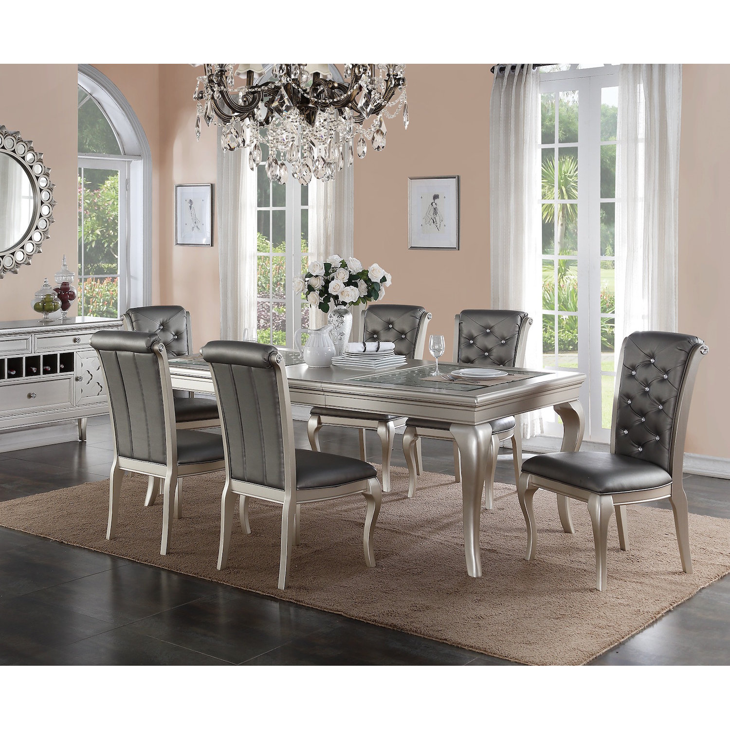 Infini Furnishings Adele 7 Piece Dining Set & Reviews ...