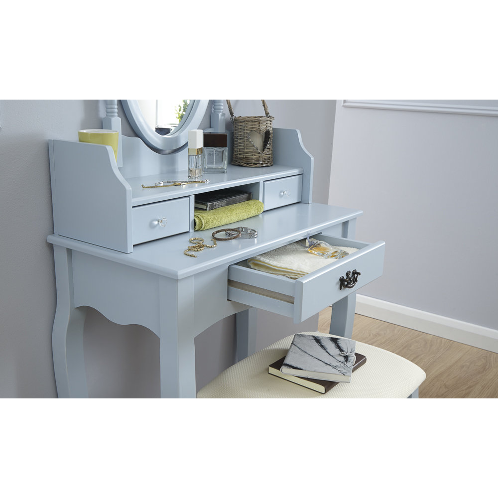 Hazelwood Home Lucy Dressing Table Set with Mirror & Reviews Wayfair UK