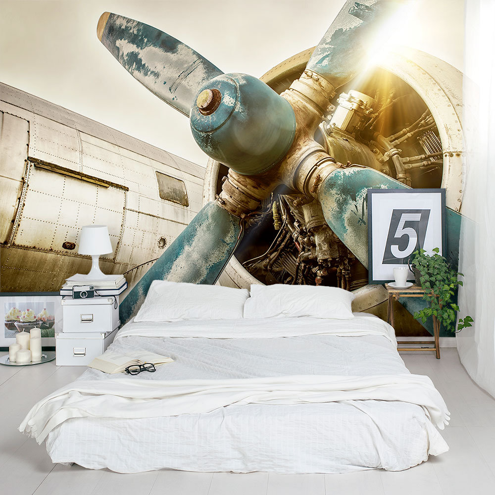 Wallums Wall Decor Vintage Airplane Propeller 8' x 144" 3 Piece Wall