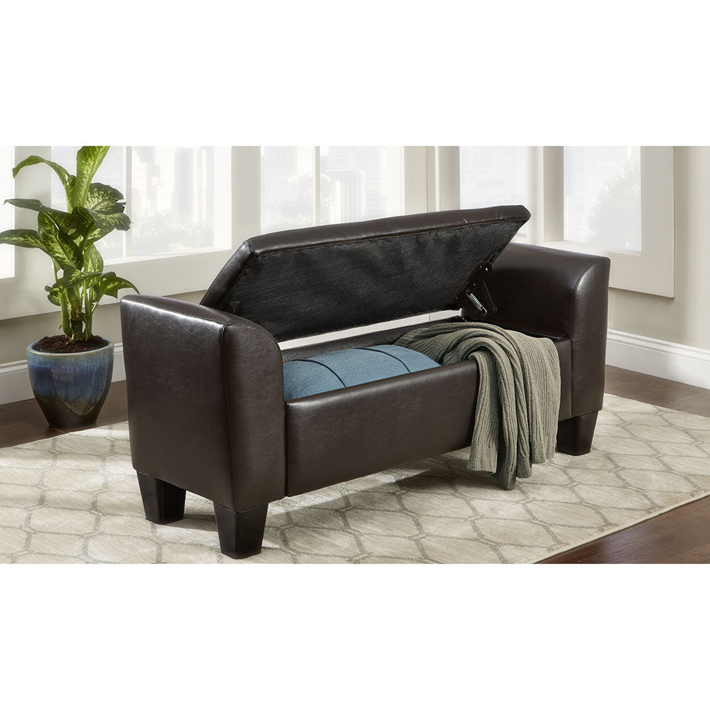 GraftonHome Chloe Brown Bonded Leather Storage Bench & Reviews Wayfair