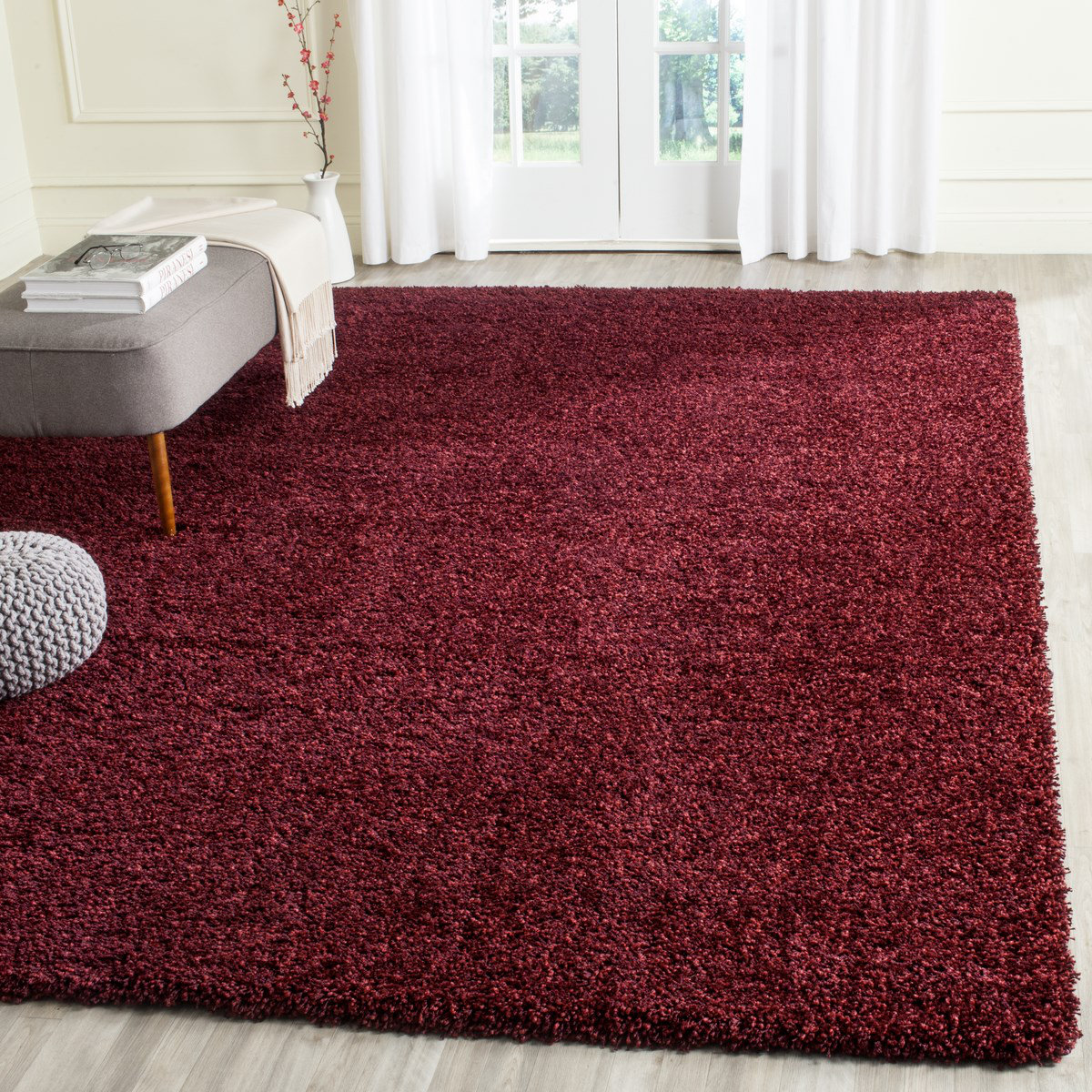 Safavieh Shag Flokati Maroon Area Rug & Reviews | Wayfair