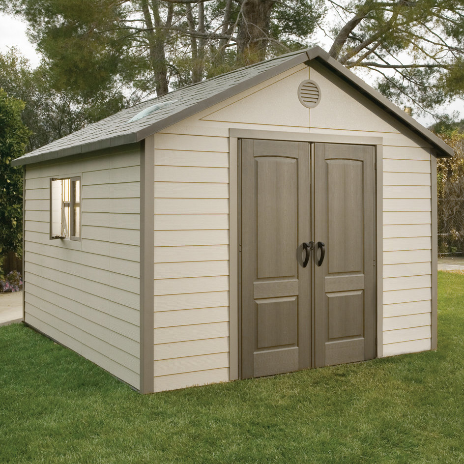 lifetime 11 ft. w x 14 ft. d plastic storage shed