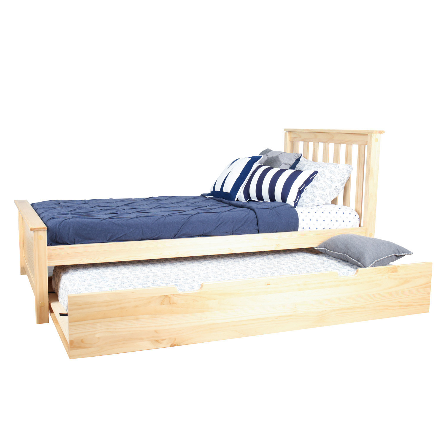 Max &amp; Lily Solid Wood Twin Platform Bed with Trundle Frame ...