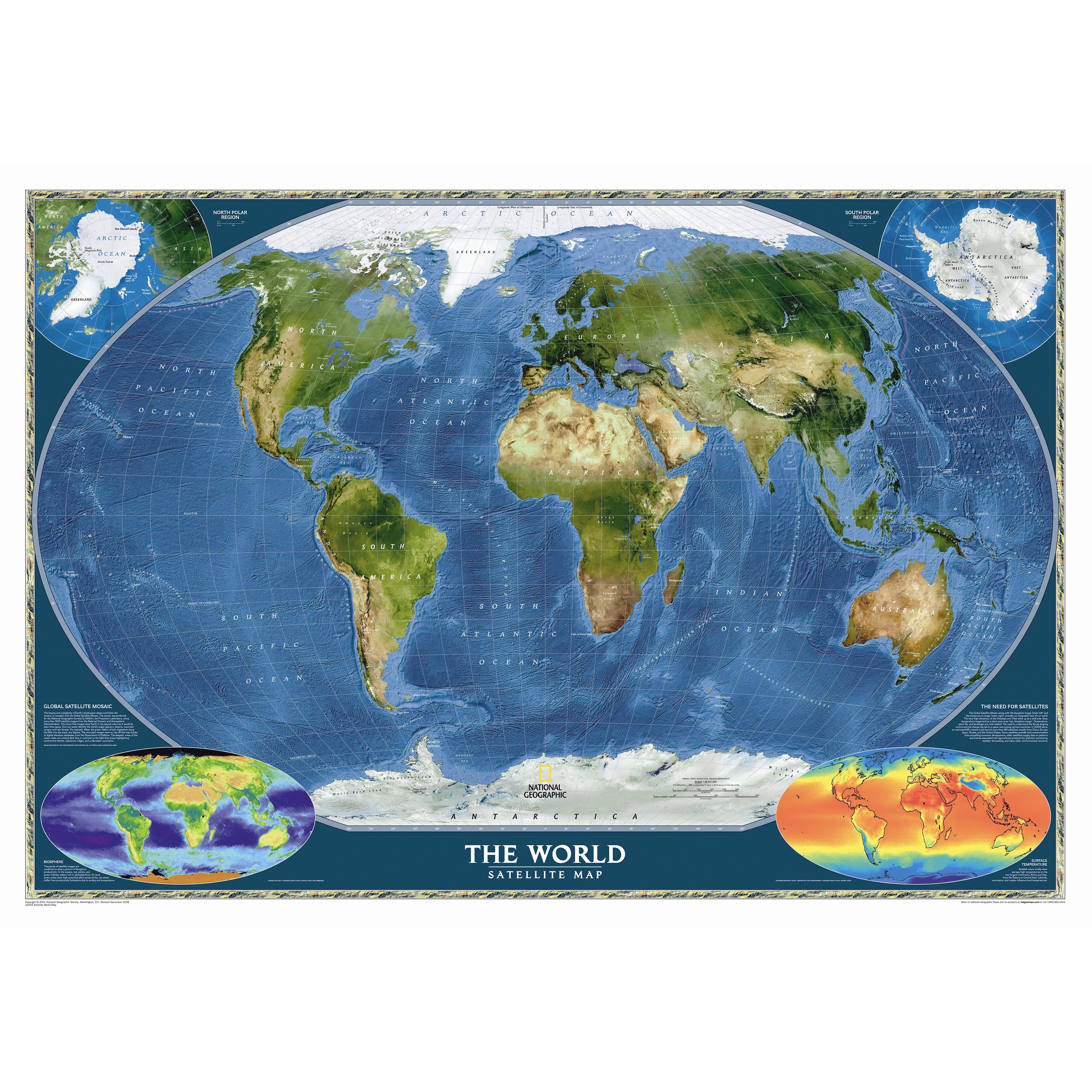 National Geographic Maps World Satellite Wall Map