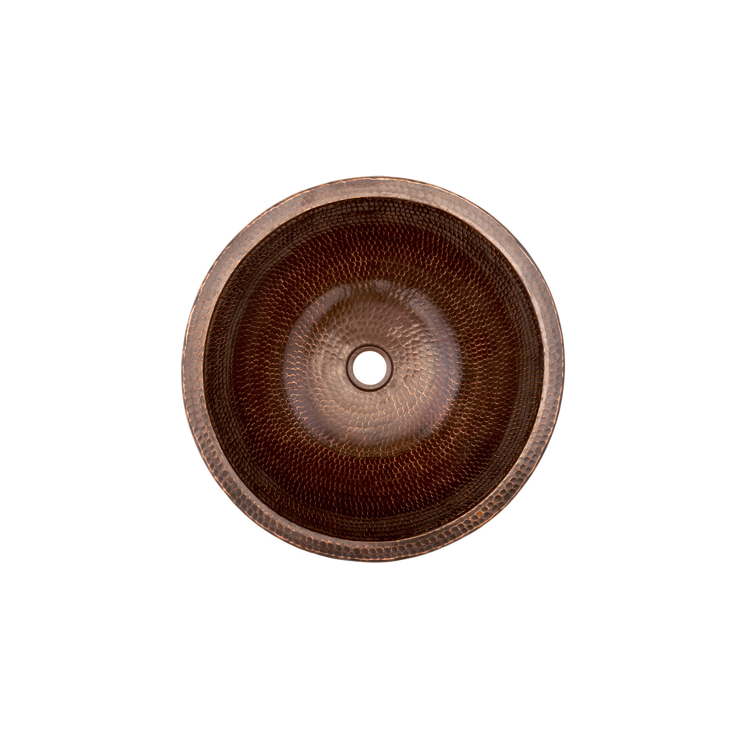 Small Round Skirted Vessel Hammered Copper Bathroom Sink by Premier ...