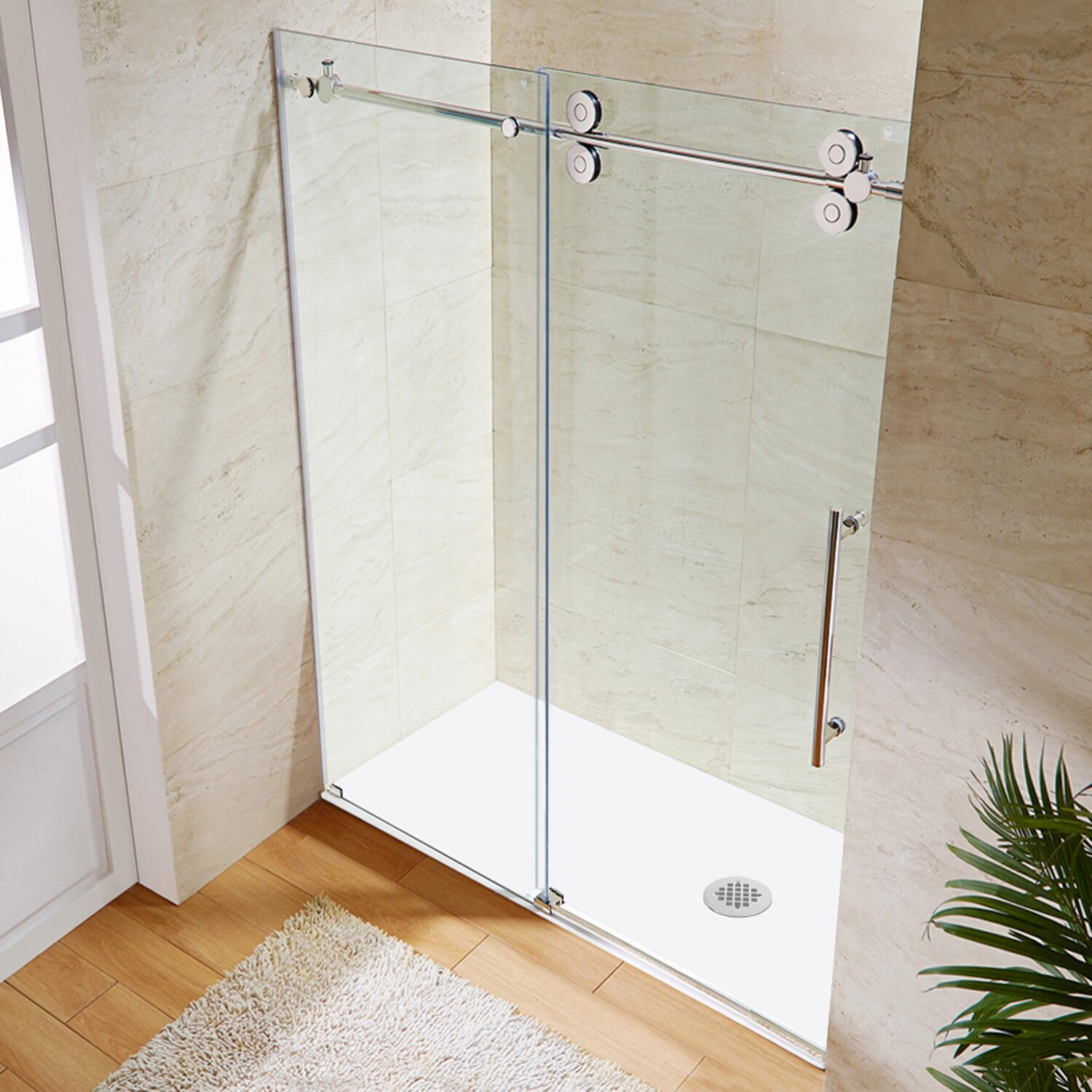 Vigo Elan 72 X 74 Single Sliding Frameless Shower Door And Reviews